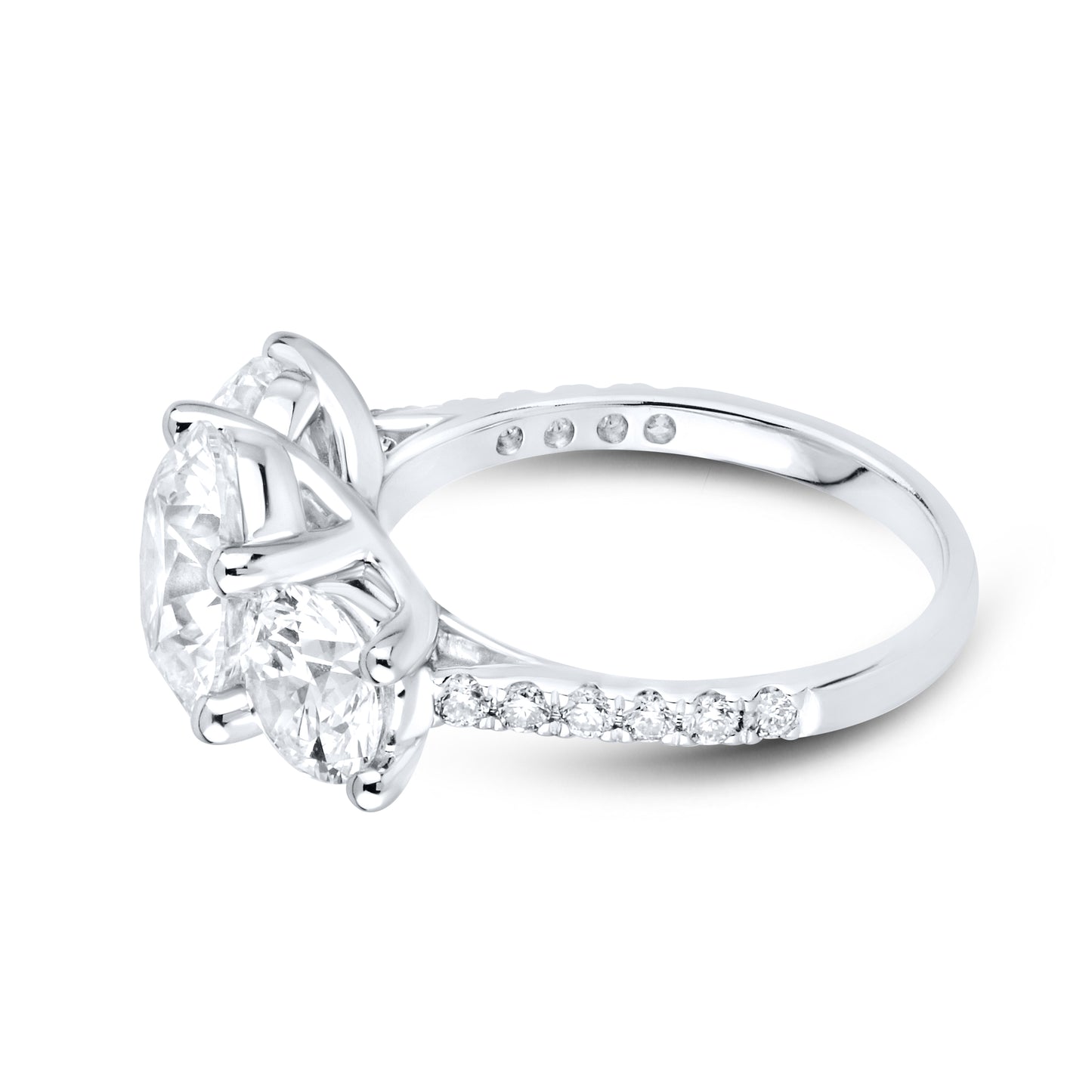 14kt White gold 5.34 CTW Lab Diamond Three Stone Engagement Ring