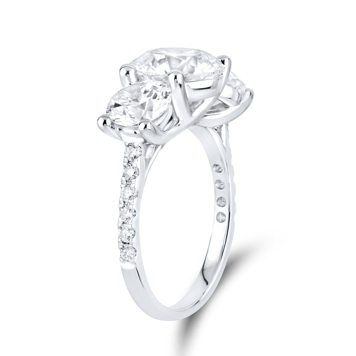 14kt White gold 5.34 CTW Lab Diamond Three Stone Engagement Ring