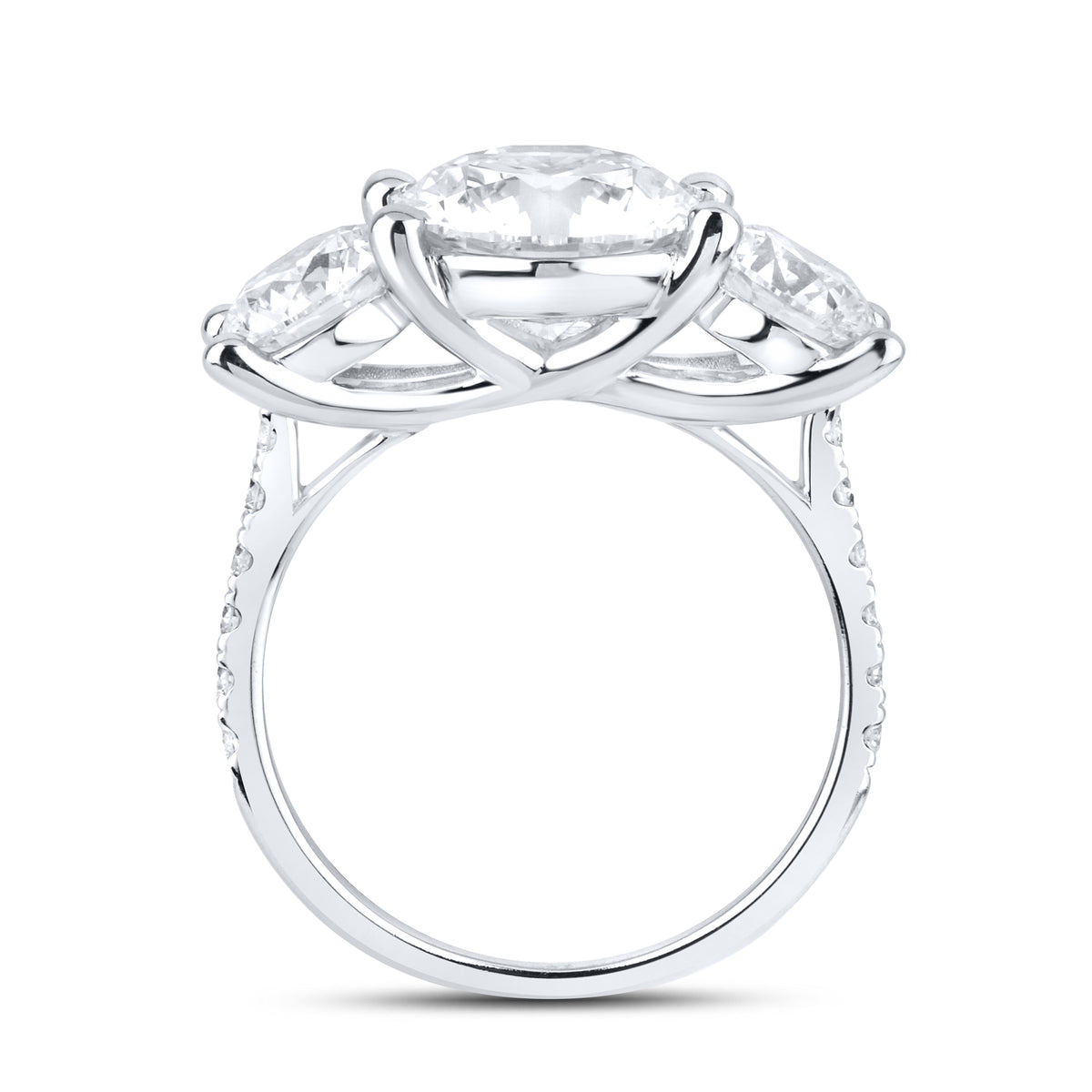 14kt White gold 5.34 CTW Lab Diamond Three Stone Engagement Ring