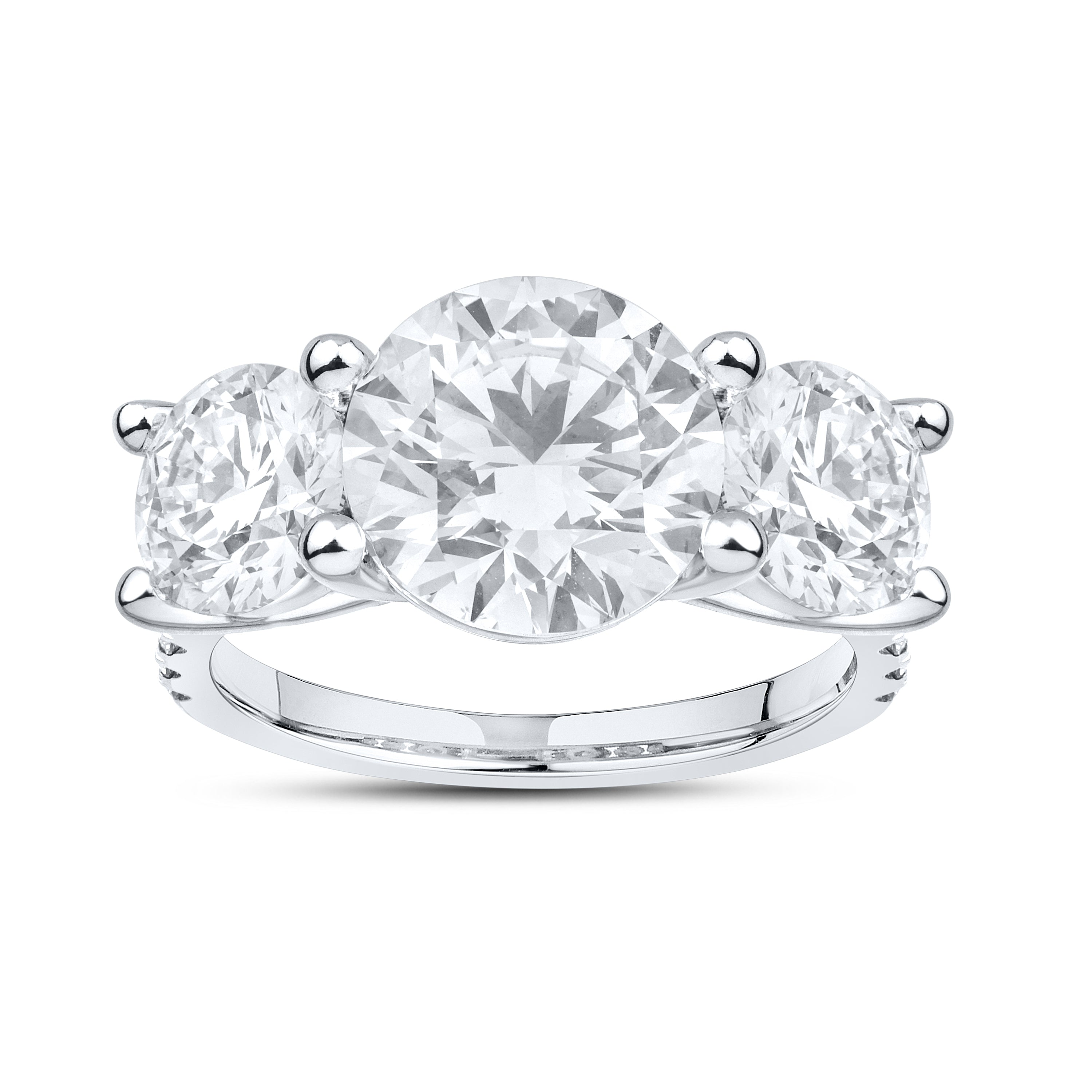 14kt White gold 5.34 CTW Lab Diamond Three Stone Engagement Ring