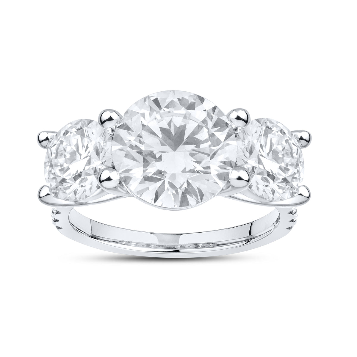 14kt White gold 5.34 CTW Lab Diamond Three Stone Engagement Ring