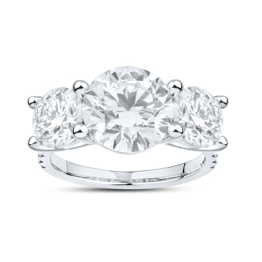 14kt White gold 5.34 CTW Lab Diamond Three Stone Engagement Ring