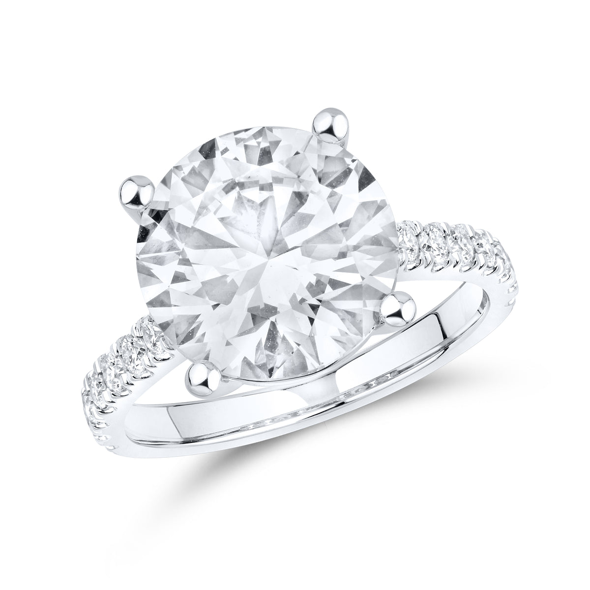 14kt White Gold 7.52 CTW Lab Diamond Round Shape Solitaire Ring