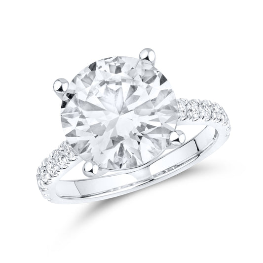 14kt White Gold 7.52 CTW Lab Diamond Round Shape Solitaire Ring