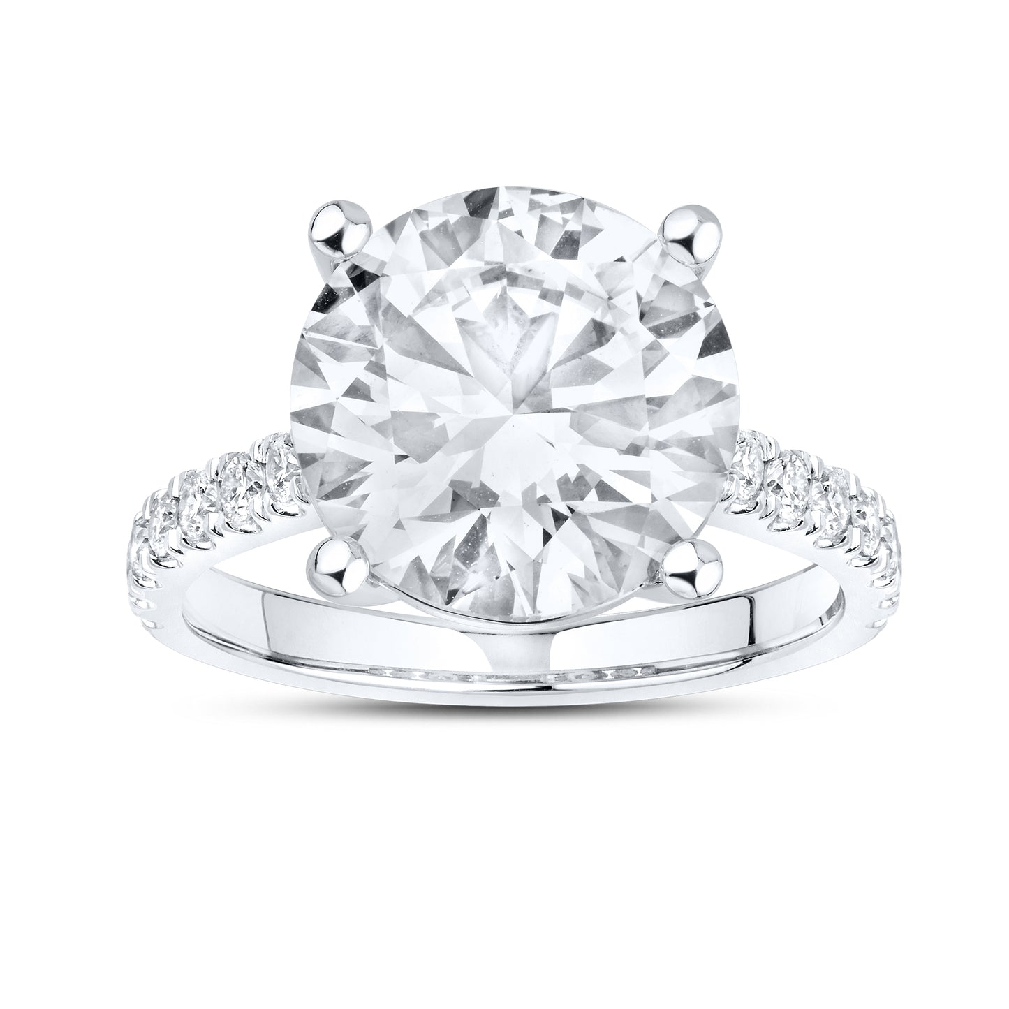 14kt White Gold 7.52 CTW Lab Diamond Round Shape Solitaire Ring