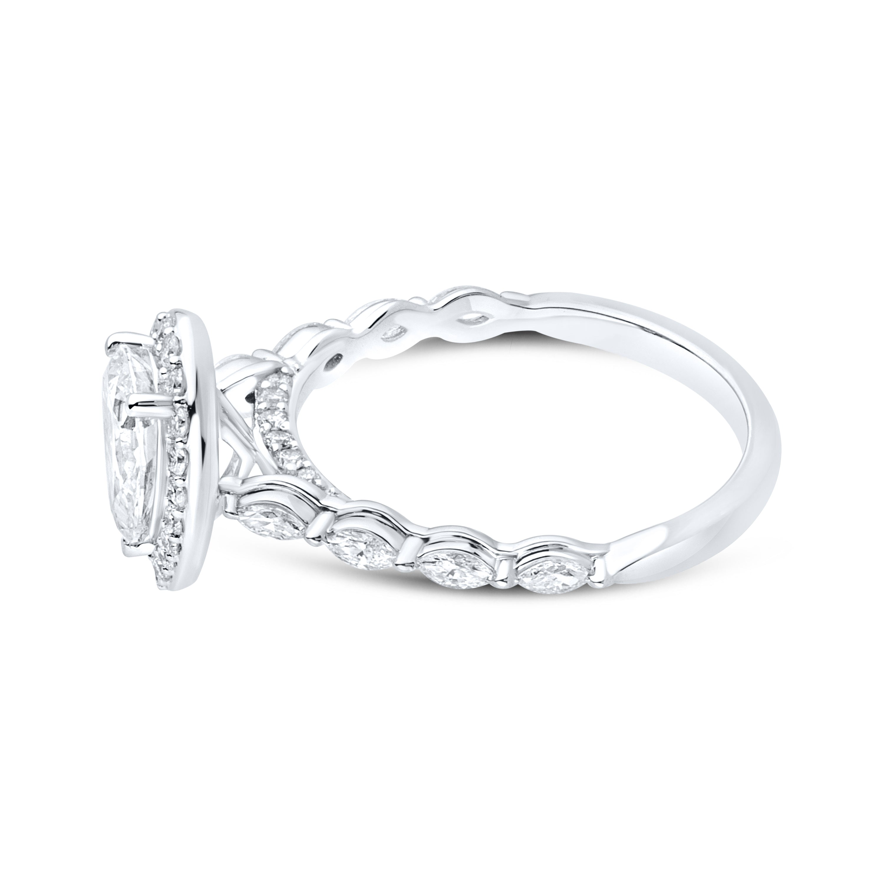 14KT WHITE GOLD LAB DIAMOND 1.50 CTW PEAR SHAPE RING