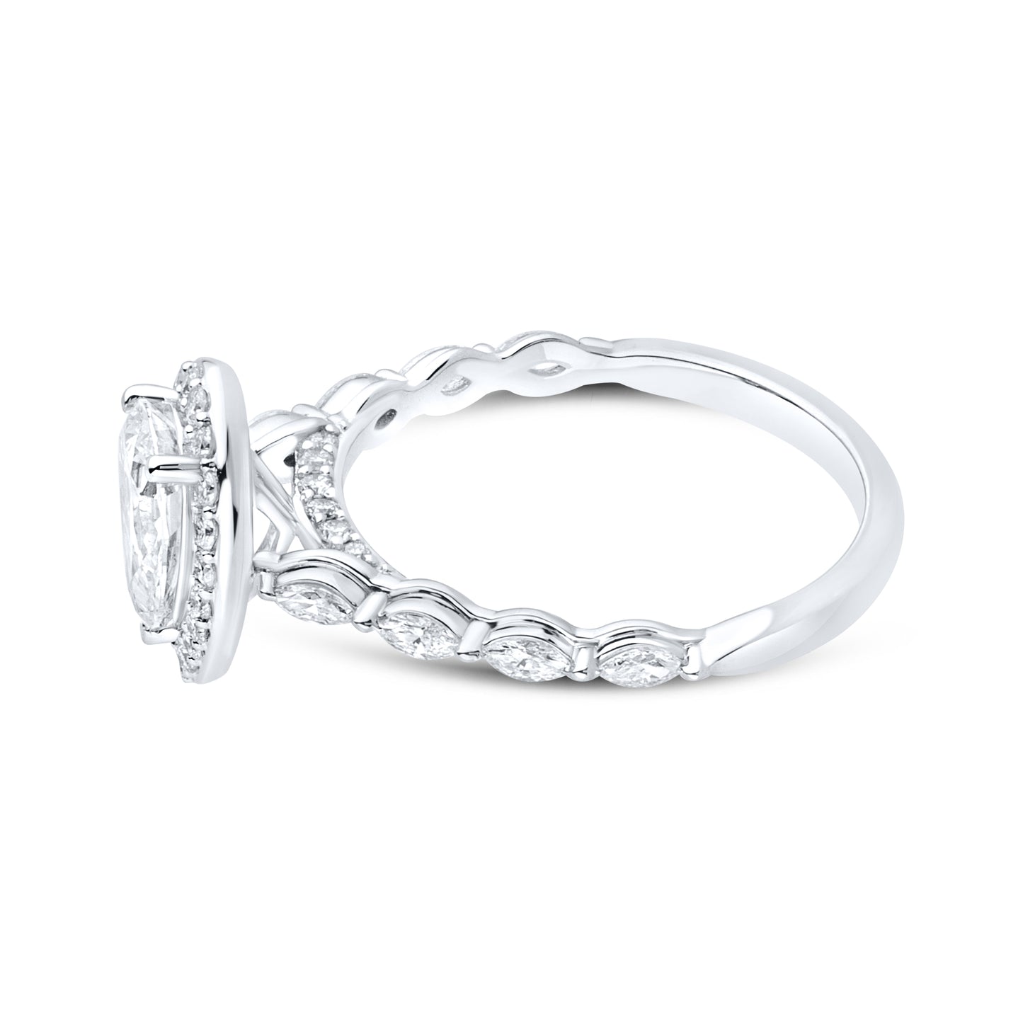 14KT WHITE GOLD LAB DIAMOND 1.50 CTW PEAR SHAPE RING