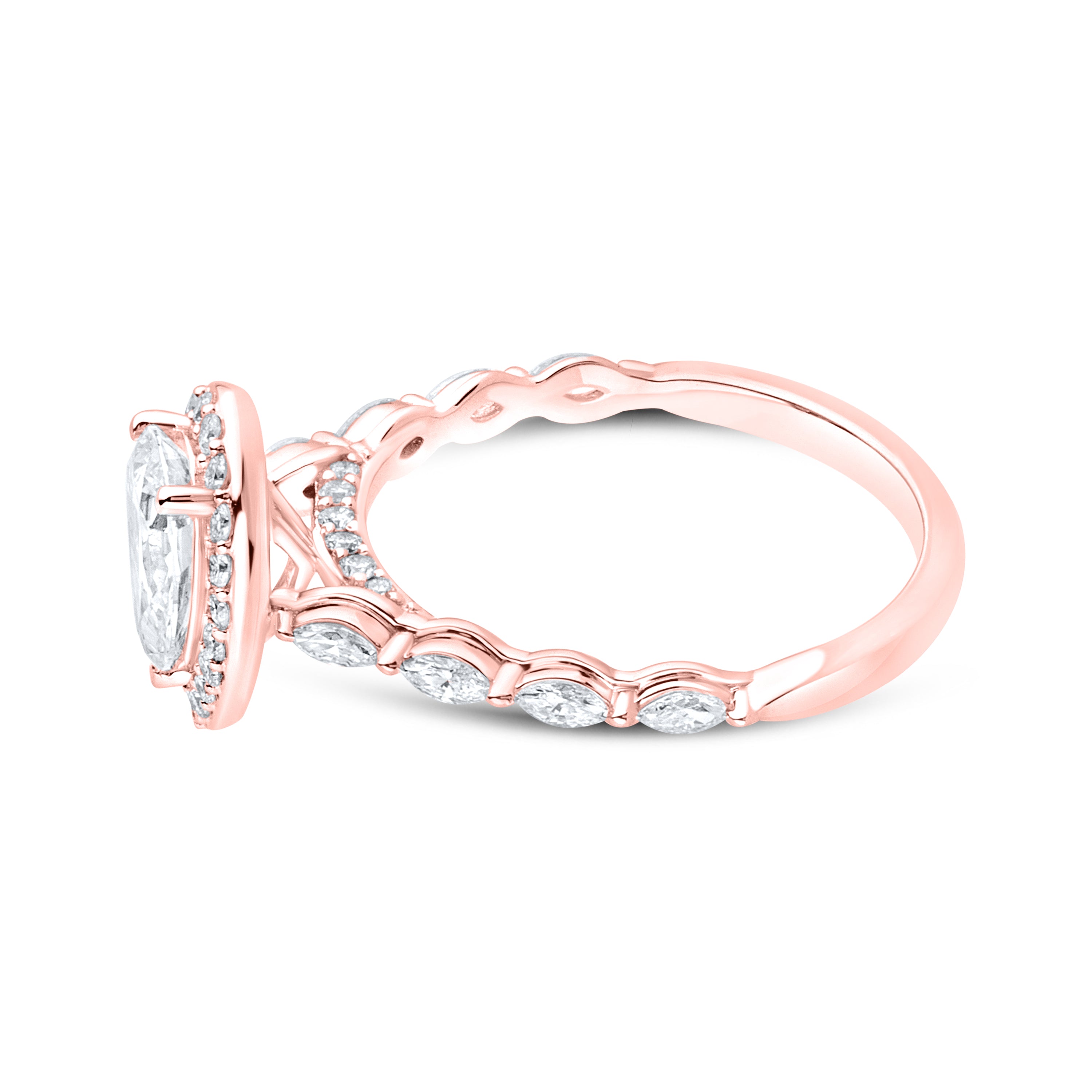 14KT ROSE GOLD LAB DIAMOND 1.50 CTW PEAR SHAPE RING