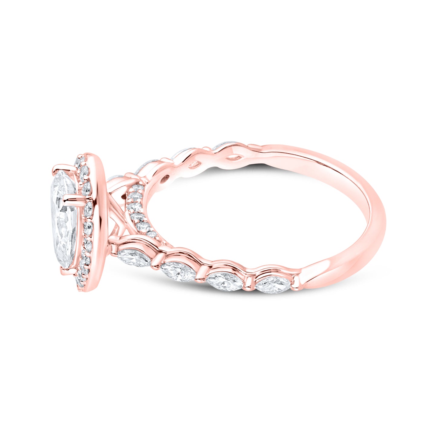 14KT ROSE GOLD LAB DIAMOND 1.50 CTW PEAR SHAPE RING
