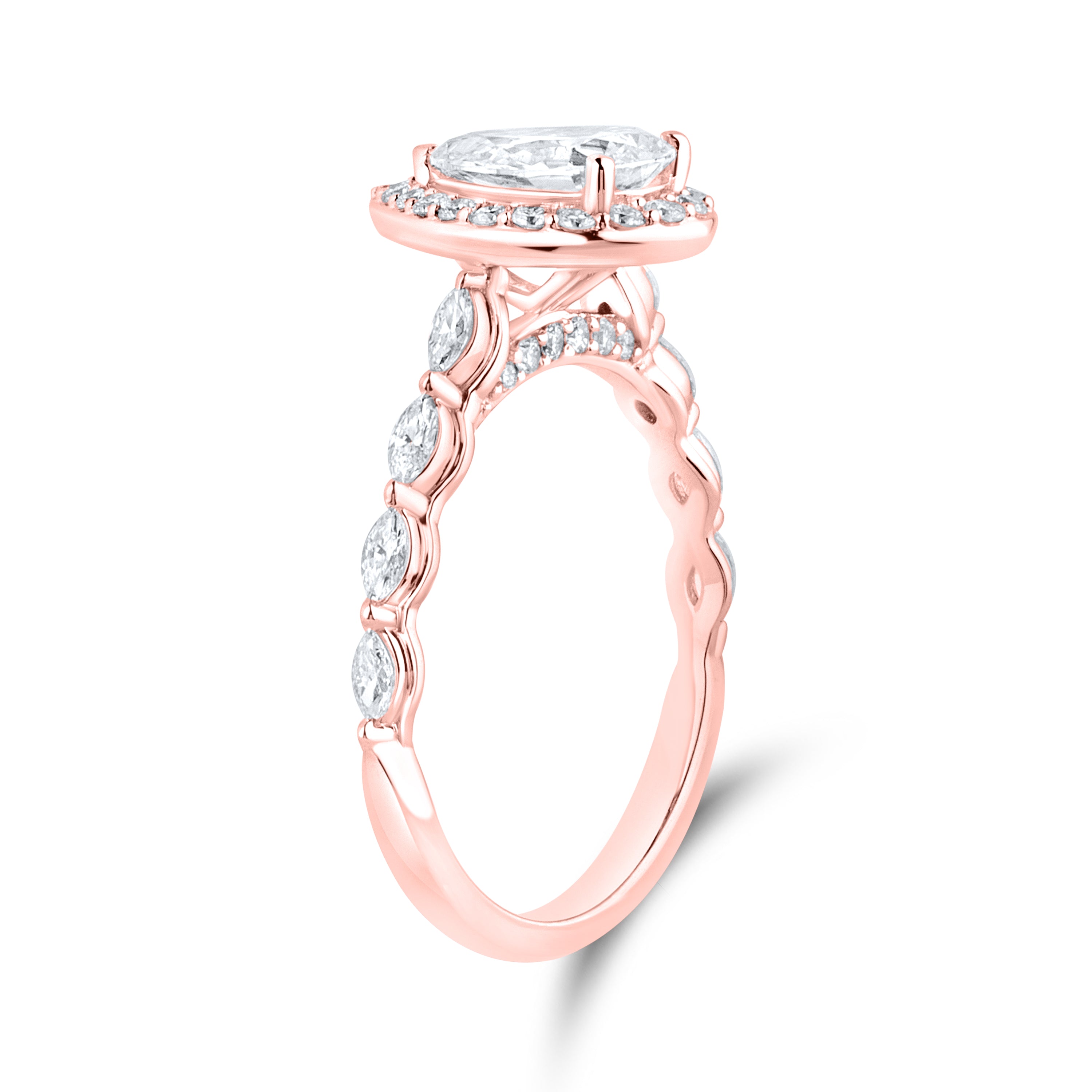 14KT ROSE GOLD LAB DIAMOND 1.50 CTW PEAR SHAPE RING