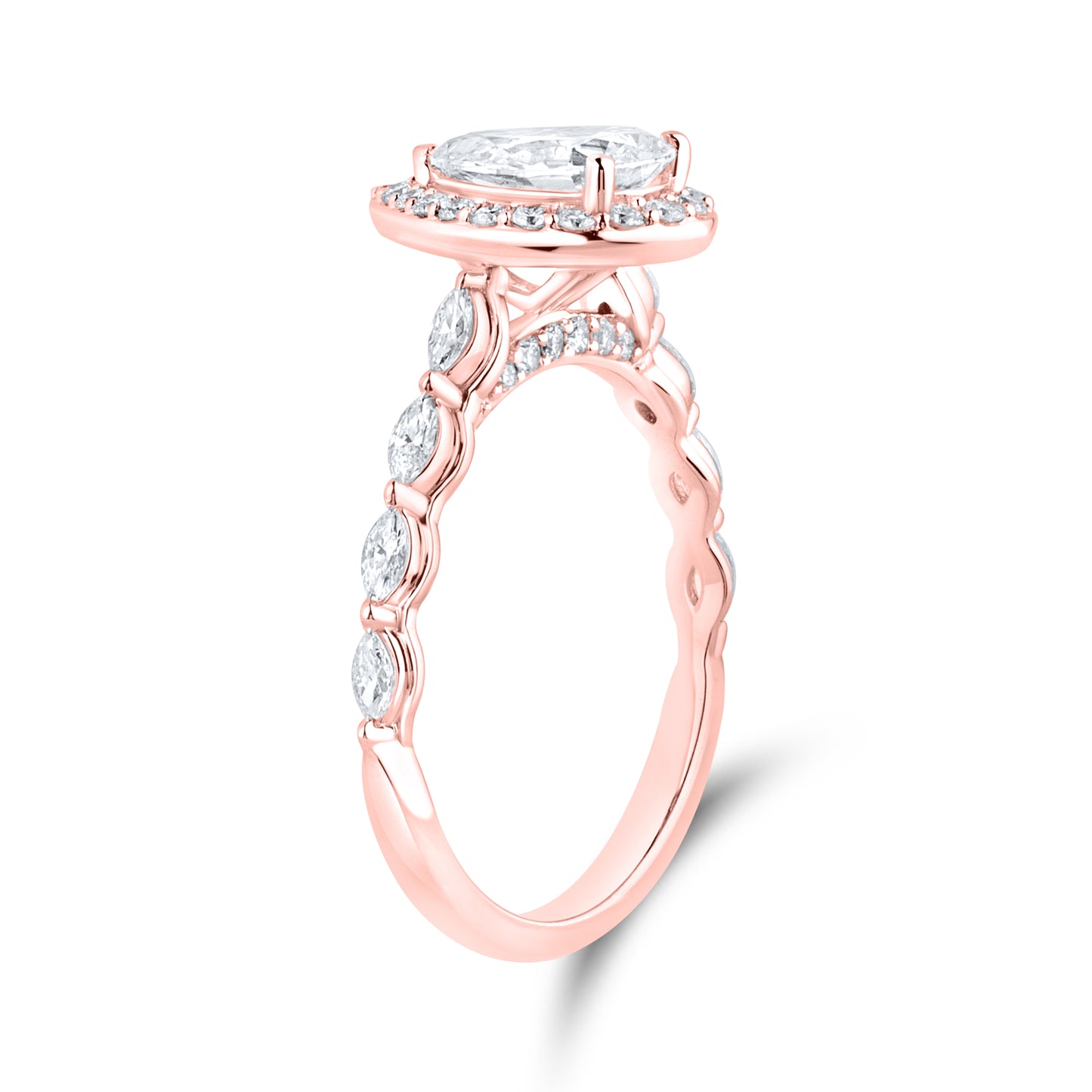 14KT ROSE GOLD LAB DIAMOND 1.50 CTW PEAR SHAPE RING