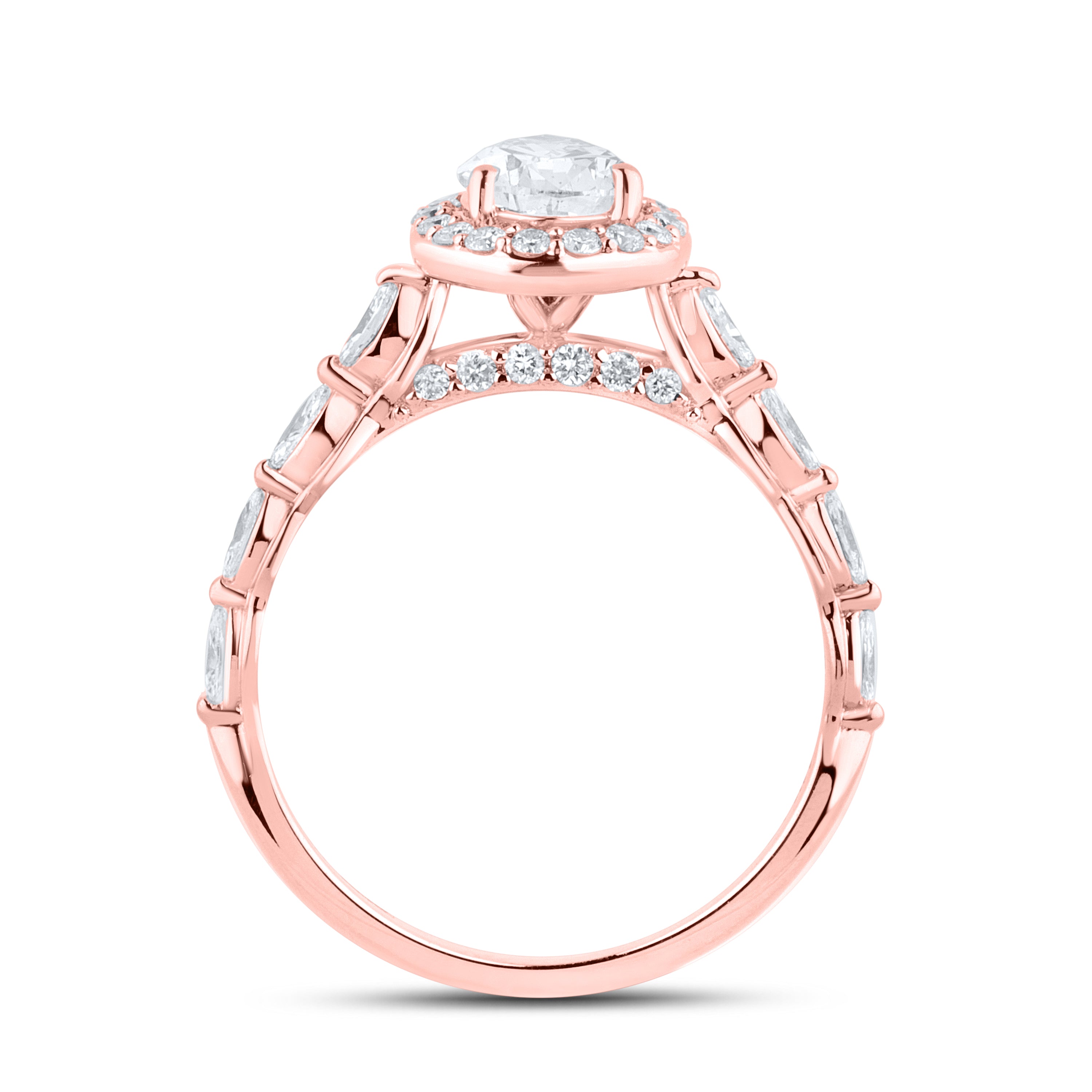 14KT ROSE GOLD LAB DIAMOND 1.50 CTW PEAR SHAPE RING