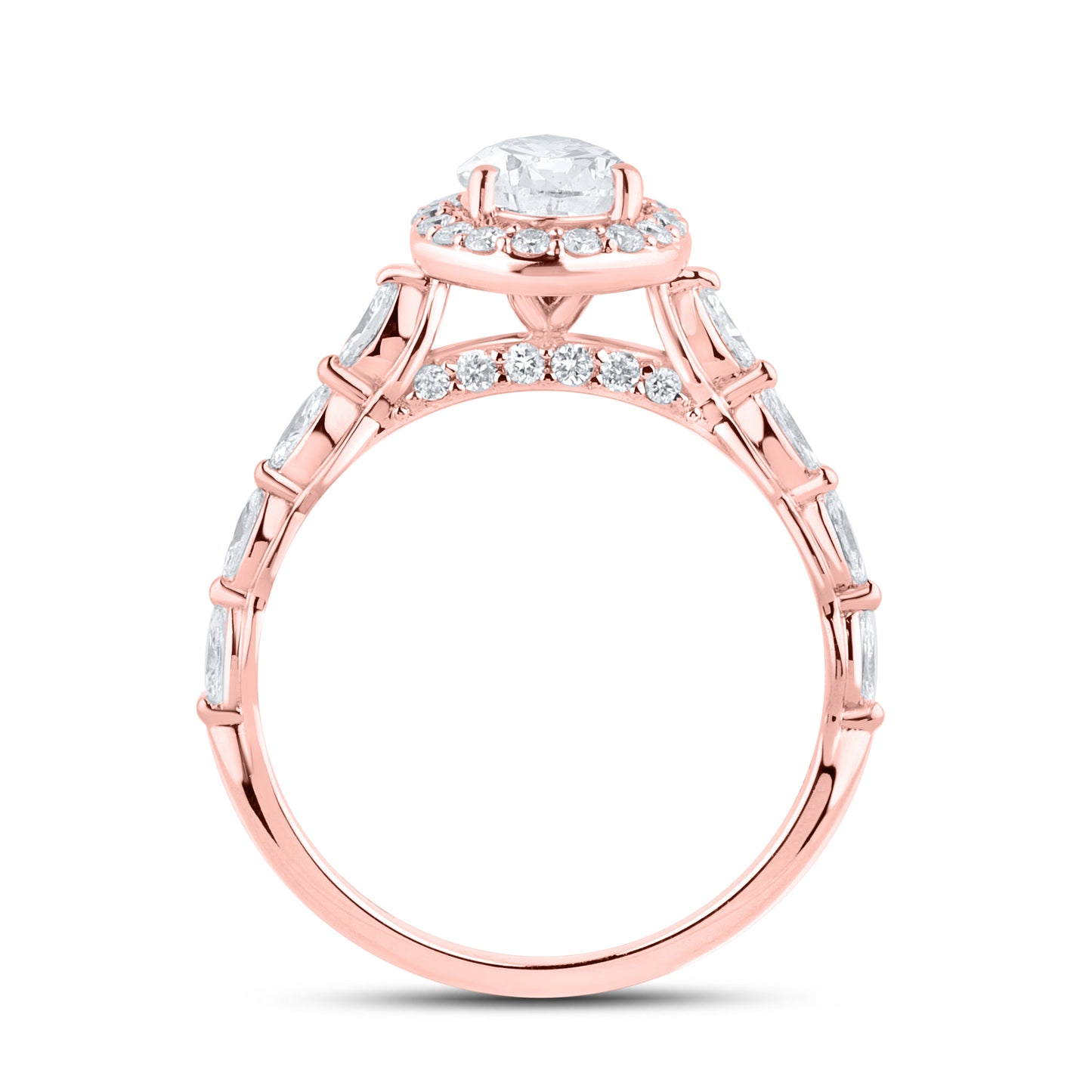 14KT ROSE GOLD LAB DIAMOND 1.50 CTW PEAR SHAPE RING