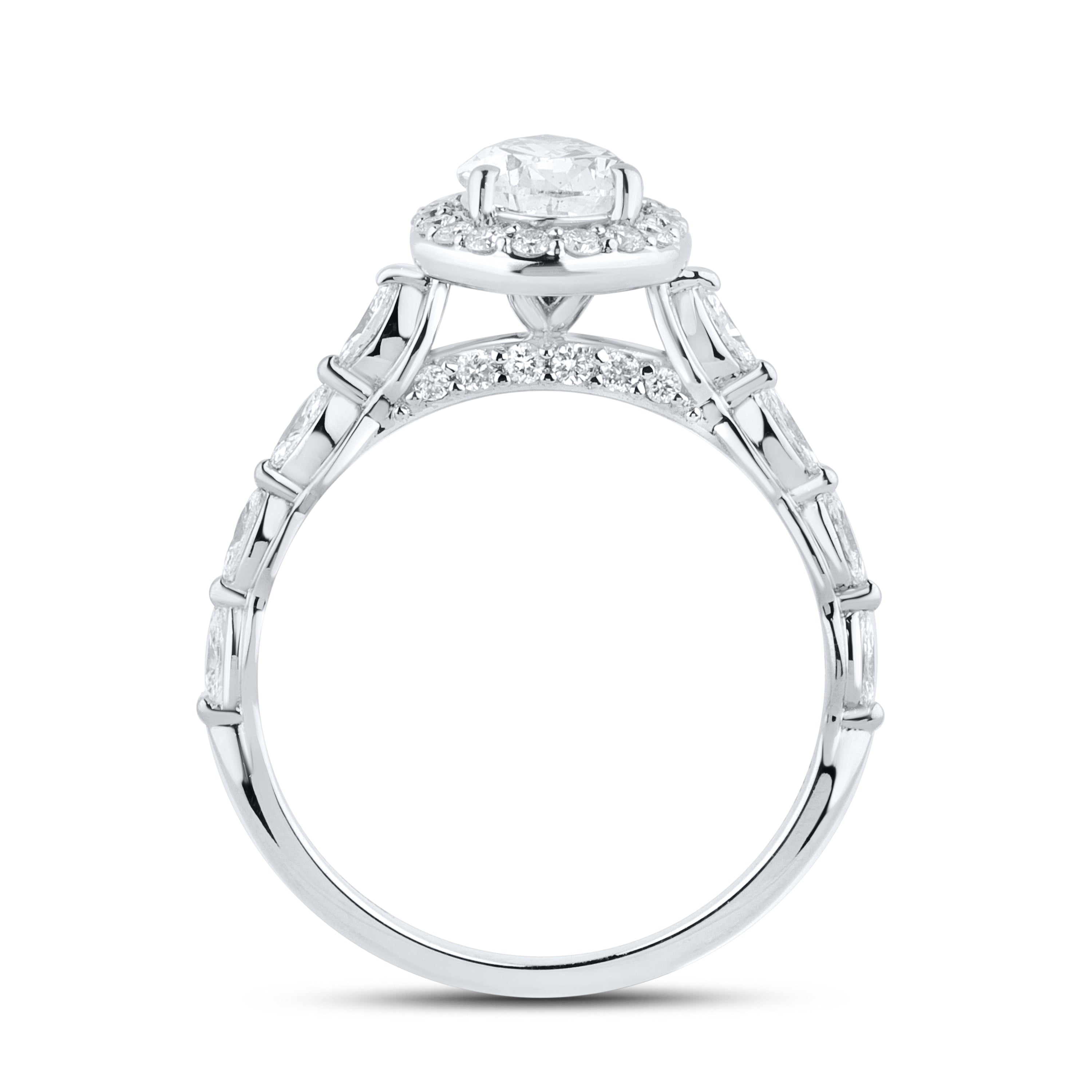 14KT WHITE GOLD LAB DIAMOND 1.50 CTW PEAR SHAPE RING