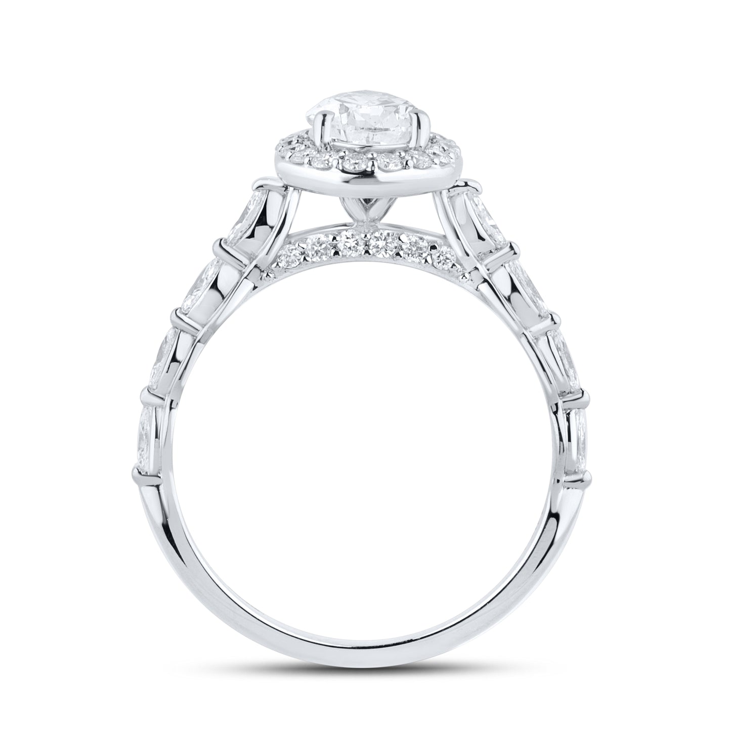 14KT WHITE GOLD LAB DIAMOND 1.50 CTW PEAR SHAPE RING