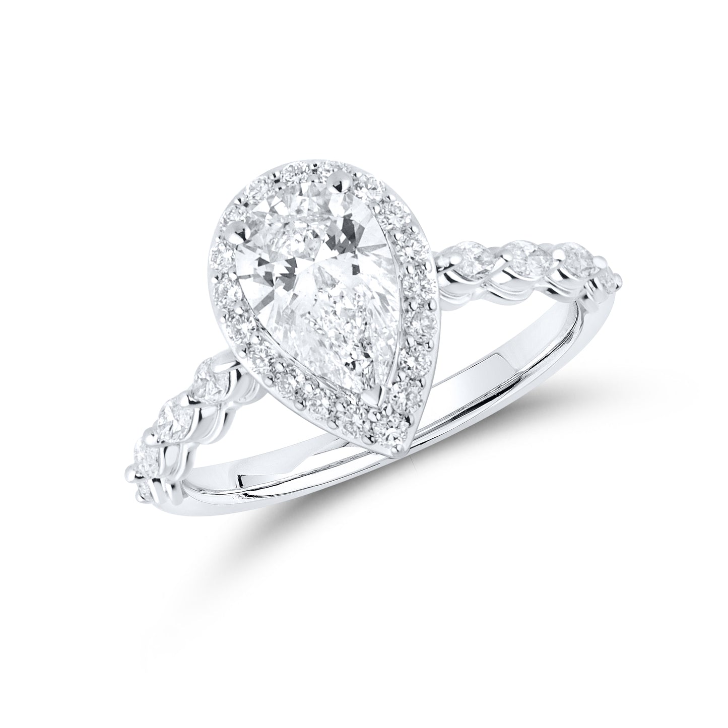 14KT WHITE GOLD LAB DIAMOND 1.50 CTW PEAR SHAPE RING