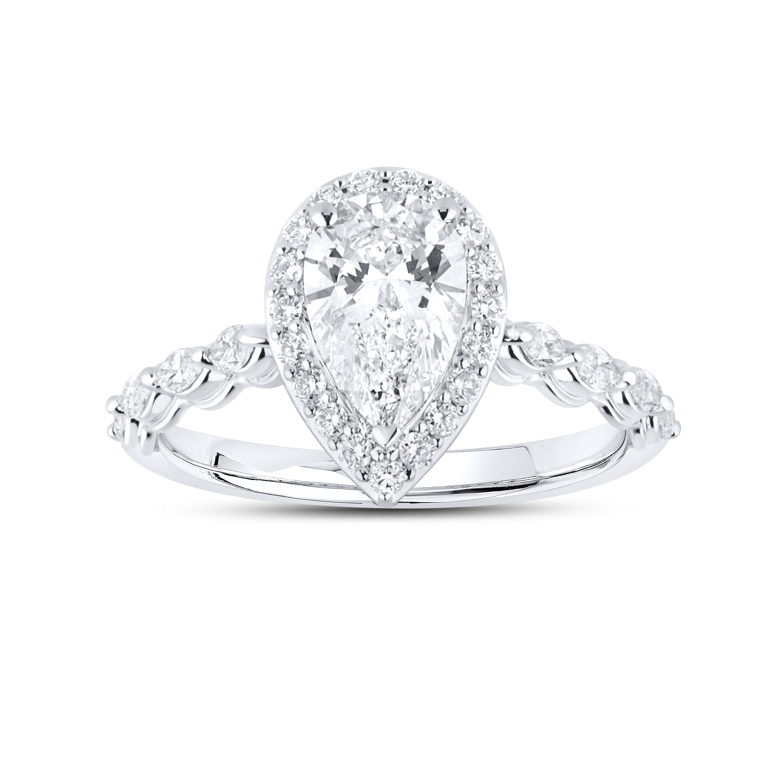 14KT WHITE GOLD LAB DIAMOND 1.50 CTW PEAR SHAPE RING