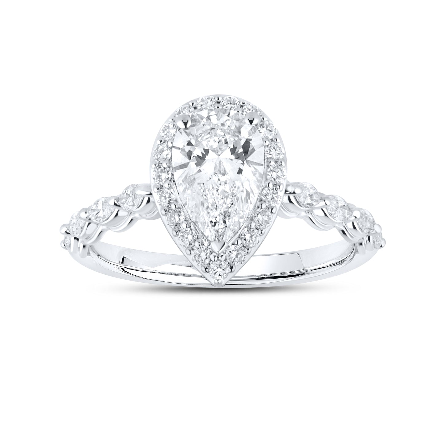 14KT WHITE GOLD LAB DIAMOND 1.50 CTW PEAR SHAPE RING