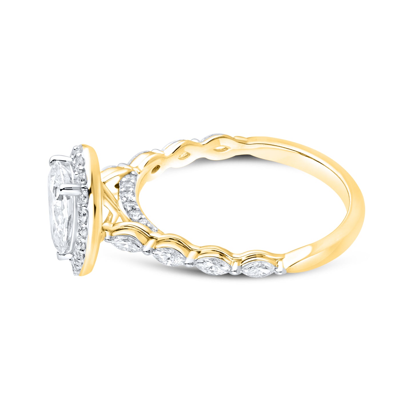 14KT YELLOW GOLD LAB DIAMOND 1.50 CTW PEAR SHAPE RING