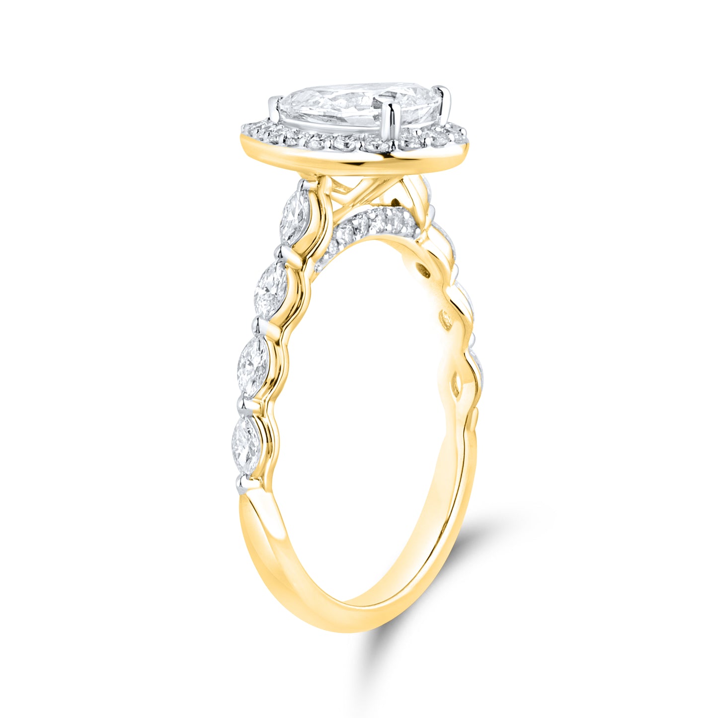 14KT YELLOW GOLD LAB DIAMOND 1.50 CTW PEAR SHAPE RING
