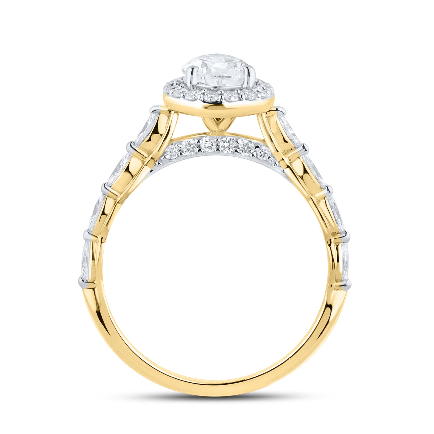 14KT YELLOW GOLD LAB DIAMOND 1.50 CTW PEAR SHAPE RING