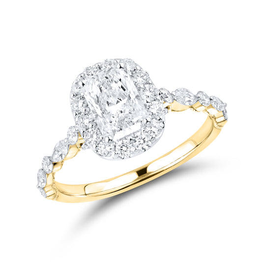 14KT YELLOW GOLD 1.85 CTW 1.07 CENTER LAB DIAMOND RING