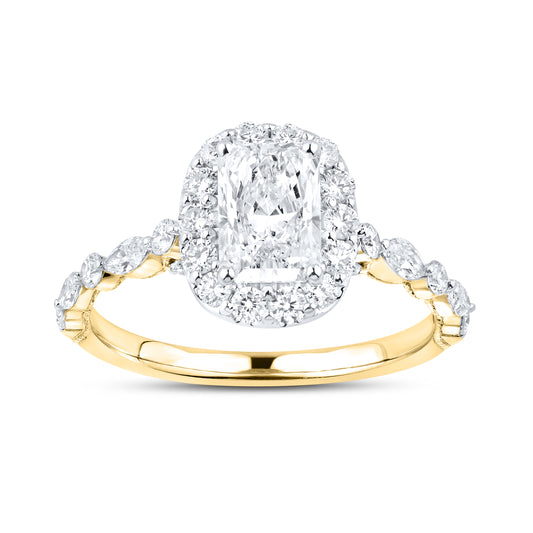 14KT YELLOW GOLD 1.85 CTW 1.07 CENTER LAB DIAMOND RING
