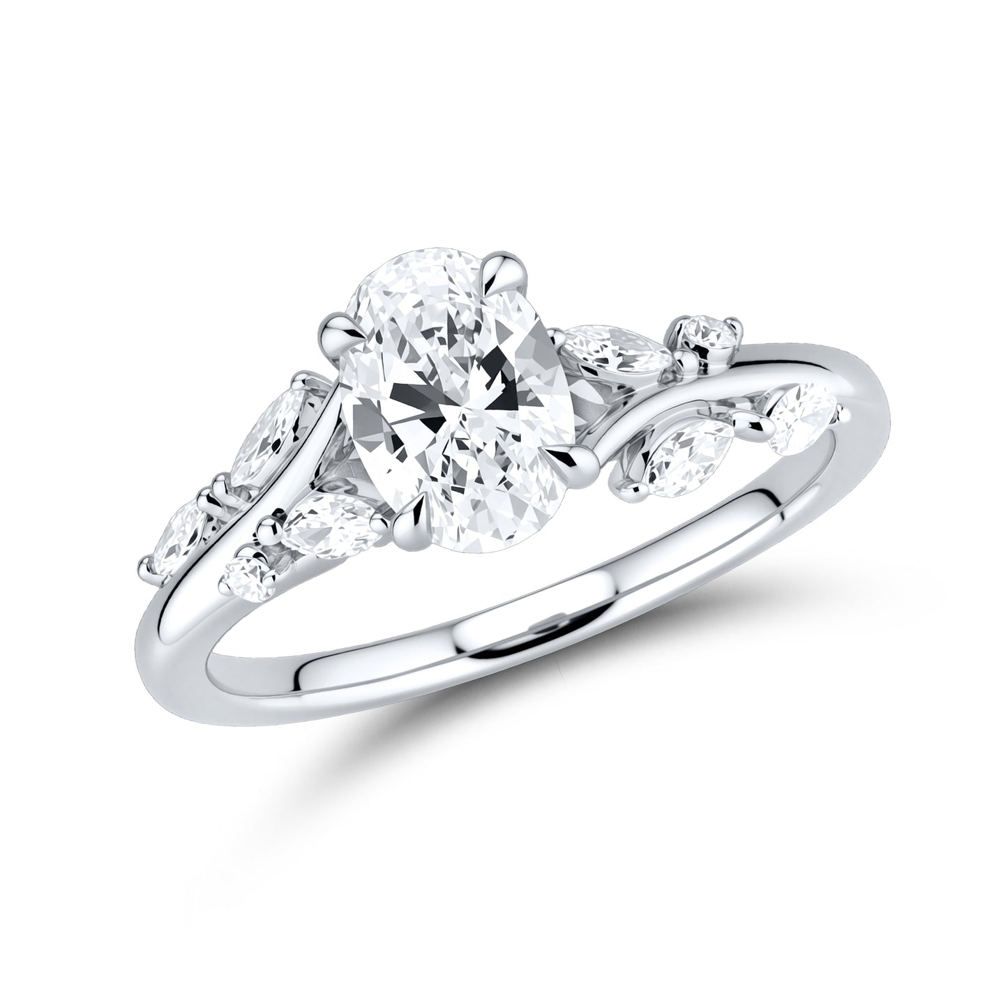 14KT WHITE GOLD 1.33 CTW OVAL SHAPE DIAMOND RING