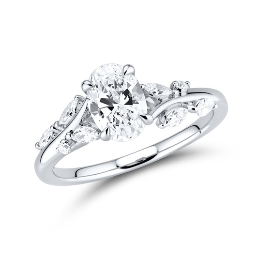 14KT WHITE GOLD 1.33 CTW OVAL SHAPE DIAMOND RING