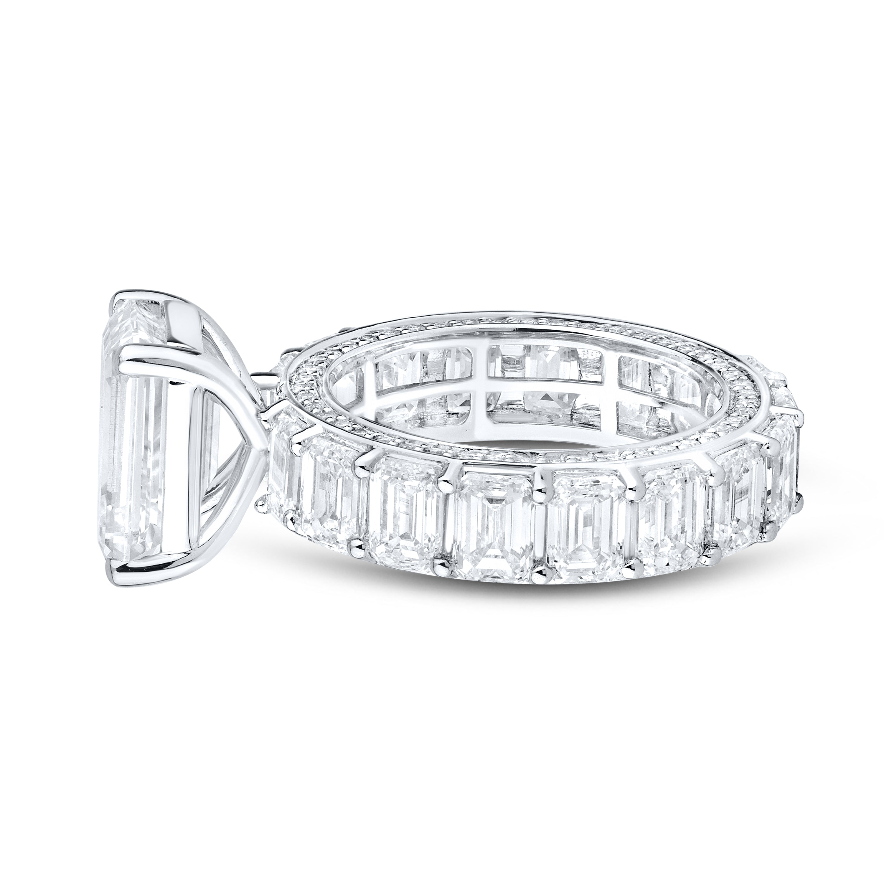 14KT WHITE GOLD 11.78 CTW Emerald Shape Eternity LAB DIAMOND ENGAGEMENT RING