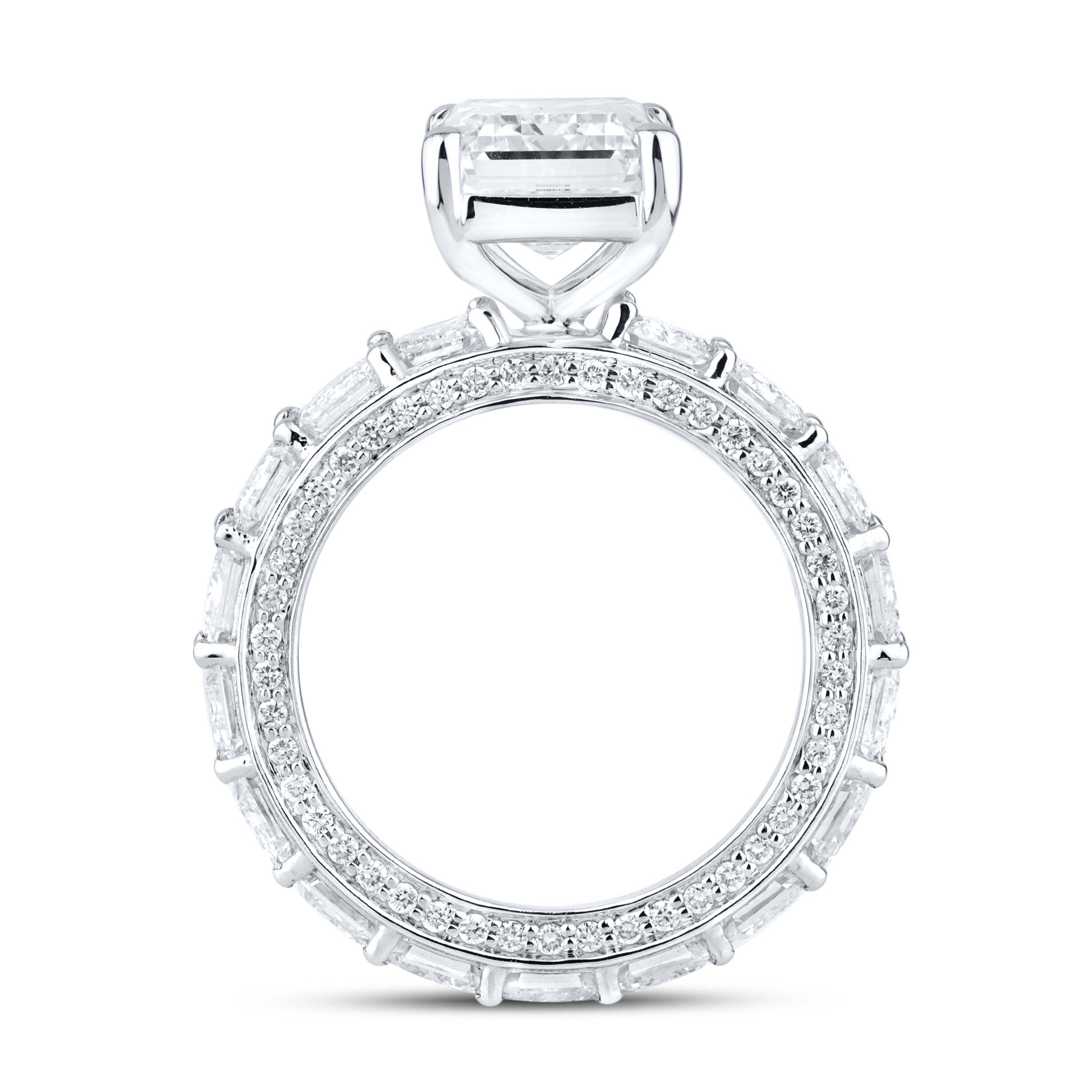 14KT WHITE GOLD 11.78 CTW Emerald Shape Eternity LAB DIAMOND ENGAGEMENT RING