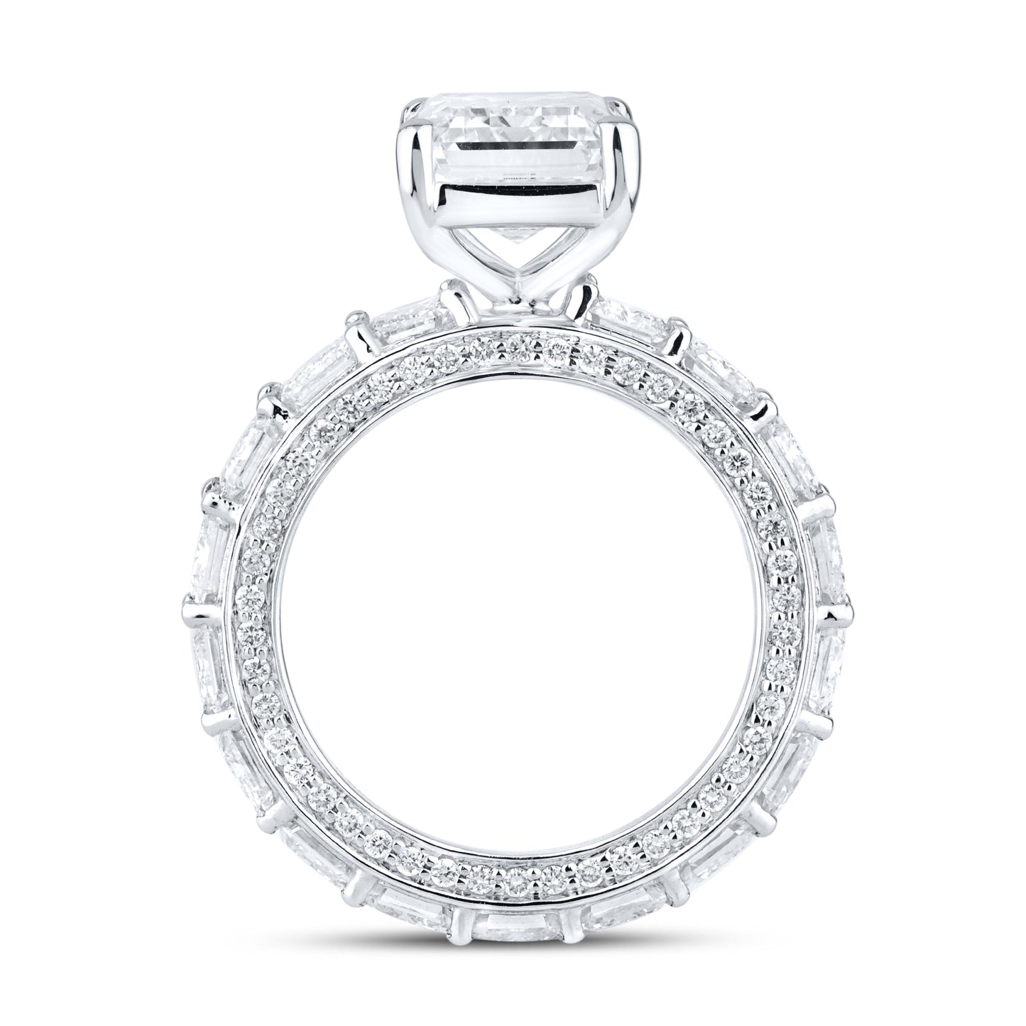 14KT WHITE GOLD 11.78 CTW Emerald Shape Eternity LAB DIAMOND ENGAGEMENT RING
