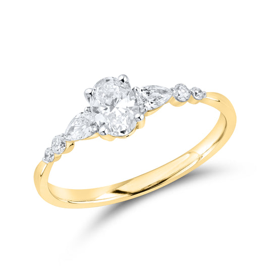 14KT YELLOW GOLD 0.63 CTW LAB DIAMOND OVAL RING
