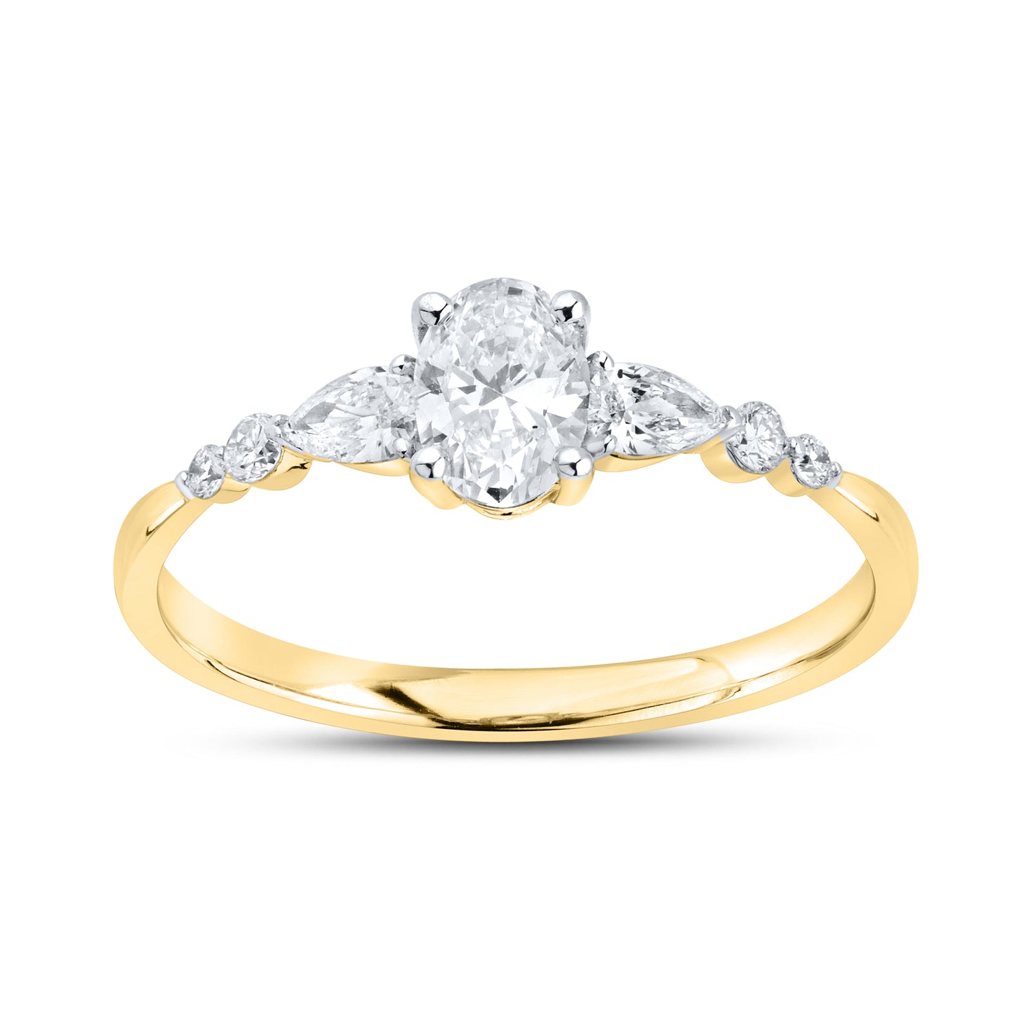 14KT YELLOW GOLD 0.63 CTW LAB DIAMOND OVAL RING