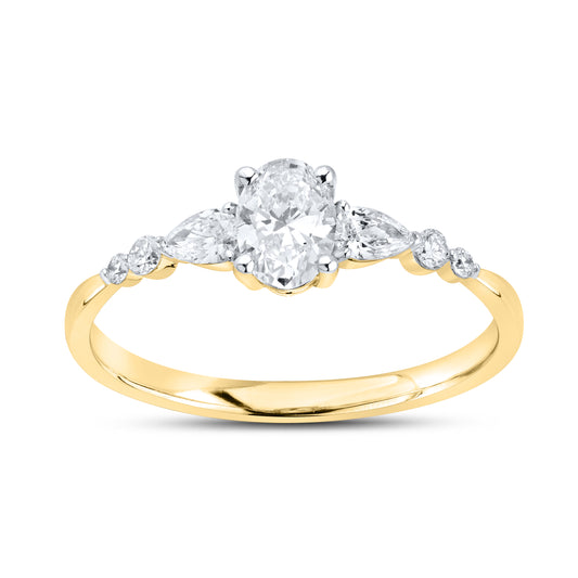 14KT YELLOW GOLD 0.63 CTW LAB DIAMOND OVAL RING