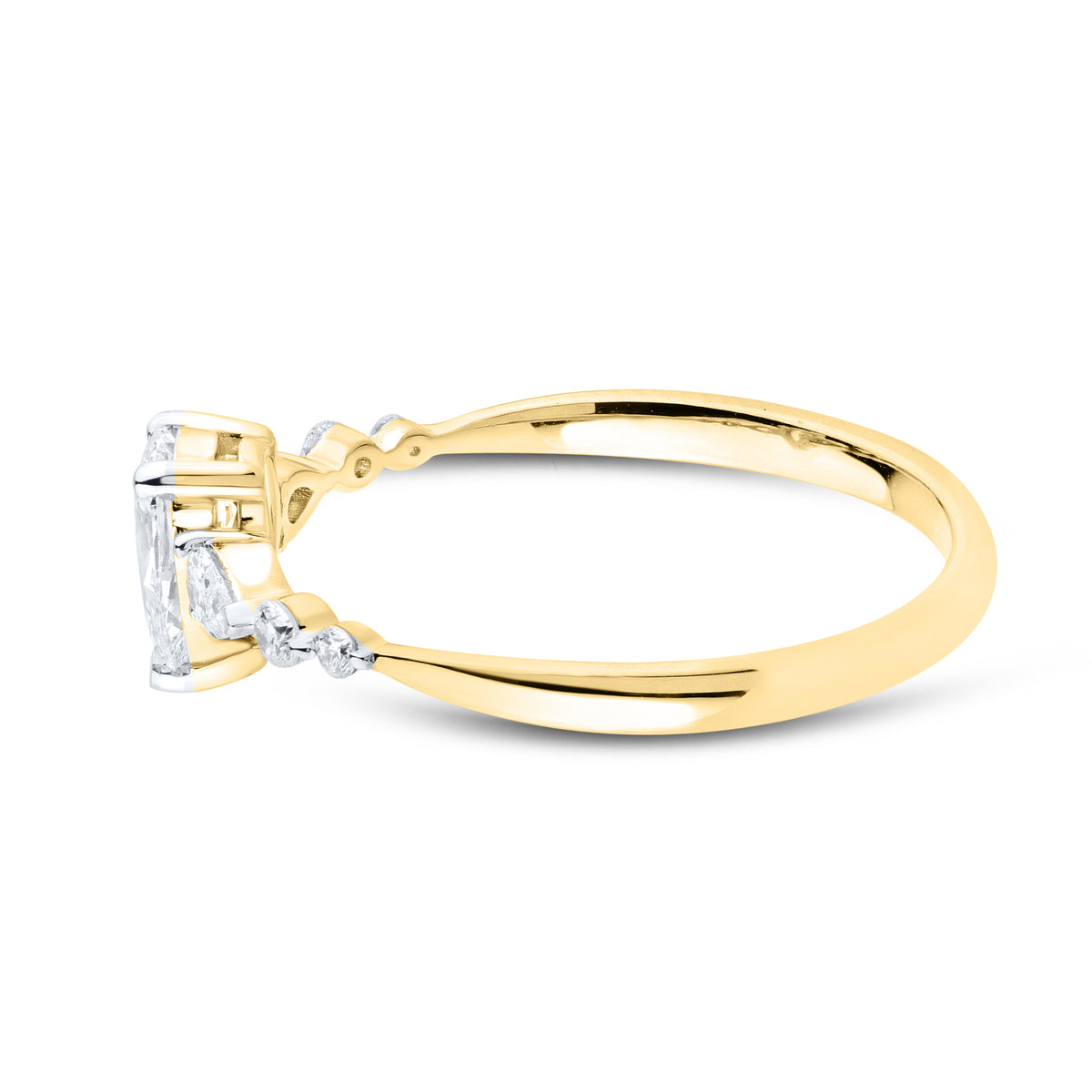 14KT YELLOW GOLD 0.63 CTW LAB DIAMOND PEAR SHAPE RING
