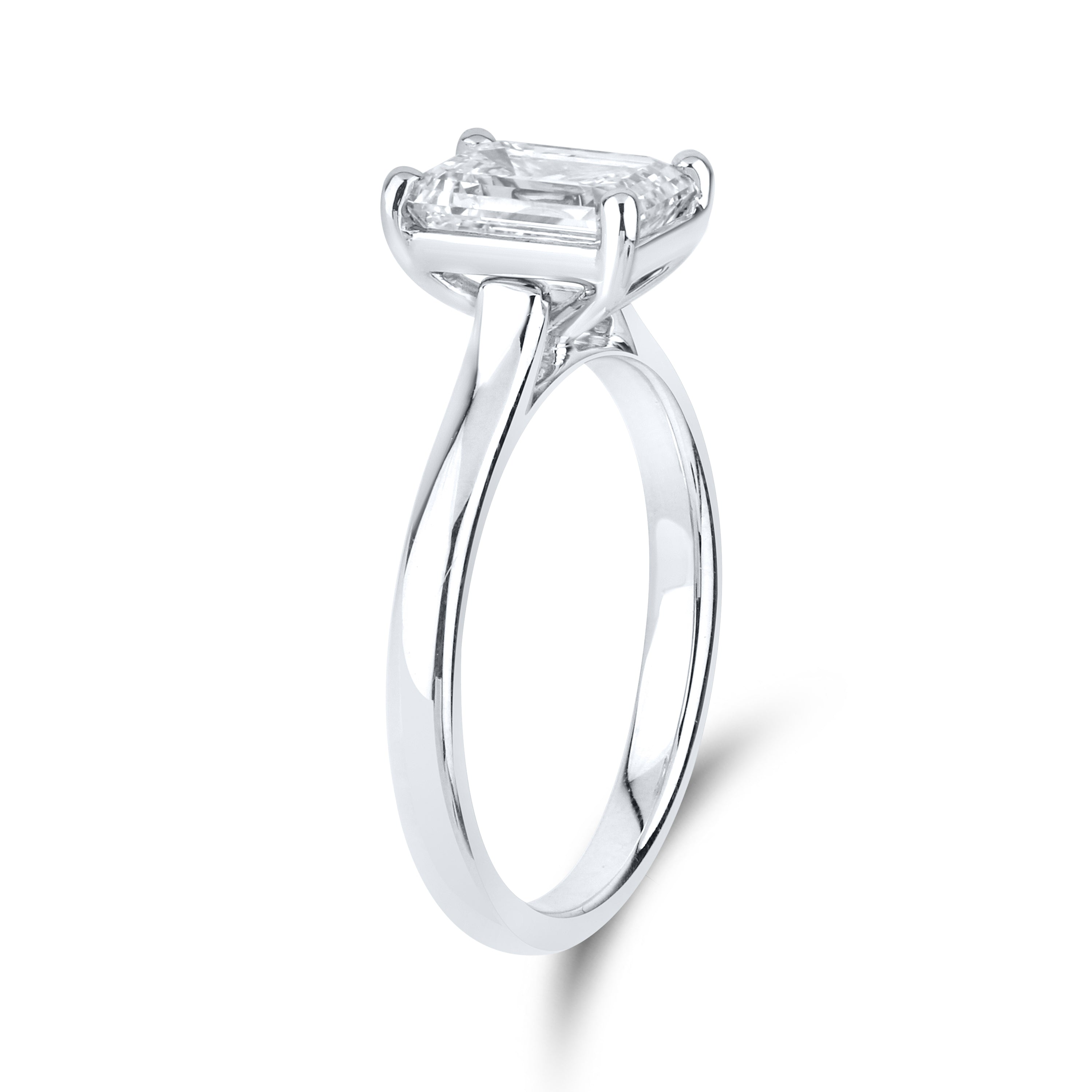 14kt White Gold 2.00 CTW Lab Diamond Emerald Shape Solitaire Ring