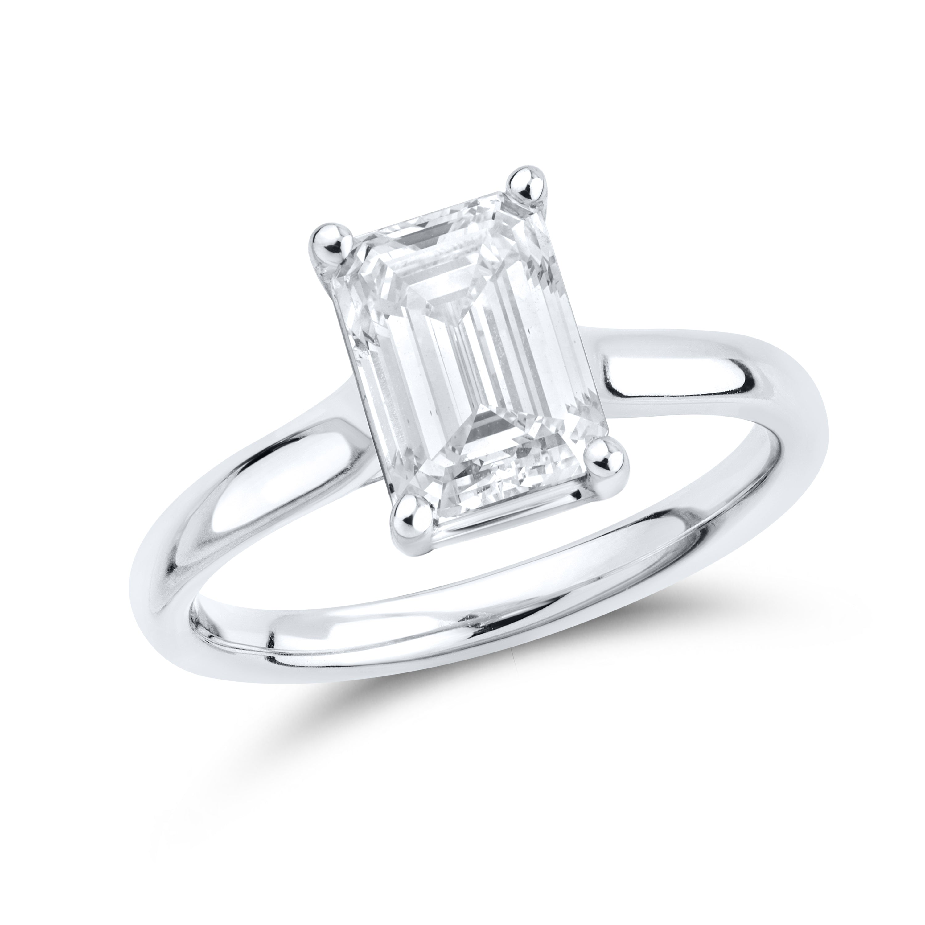 14kt White Gold 2.00 CTW Lab Diamond Emerald Shape Solitaire Ring