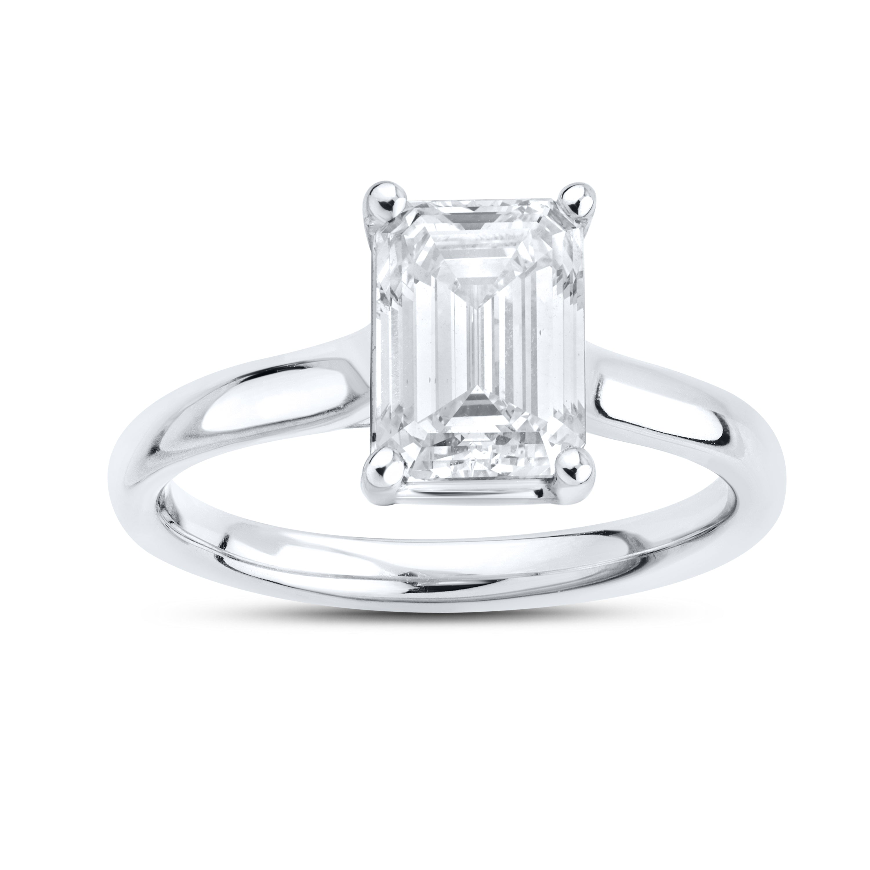 14kt White Gold 2.00 CTW Lab Diamond Emerald Shape Solitaire Ring