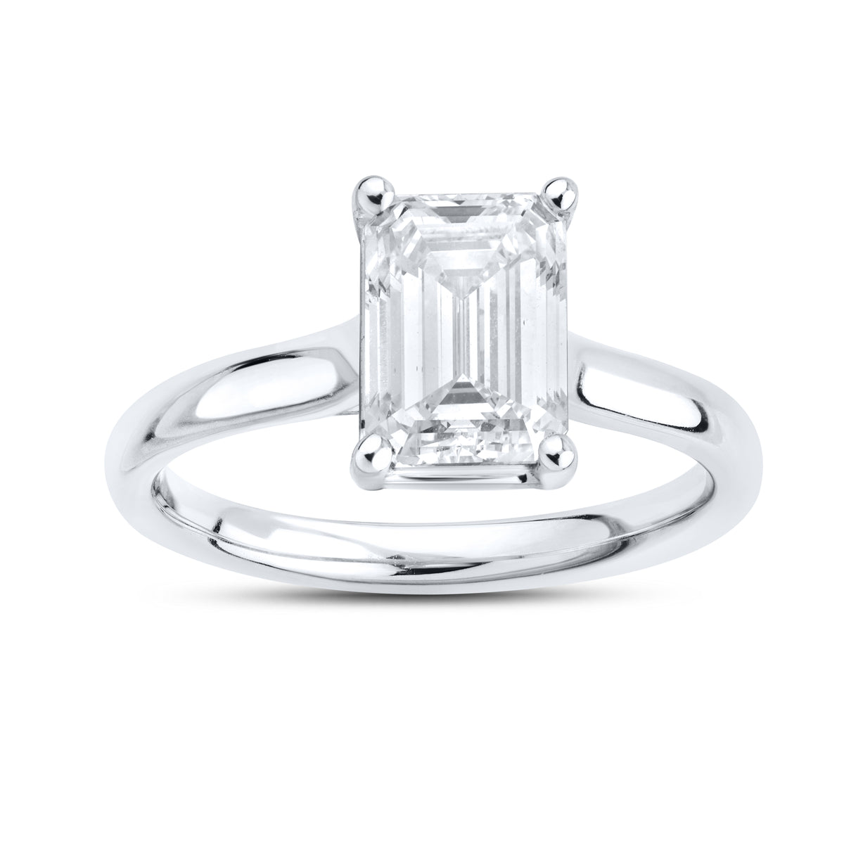 14kt White Gold 2.00 CTW Lab Diamond Emerald Shape Solitaire Ring