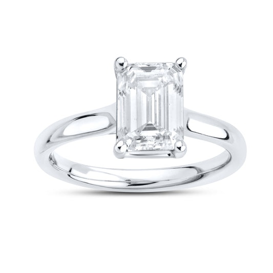 14kt White Gold 2.00 CTW Lab Diamond Emerald Shape Solitaire Ring