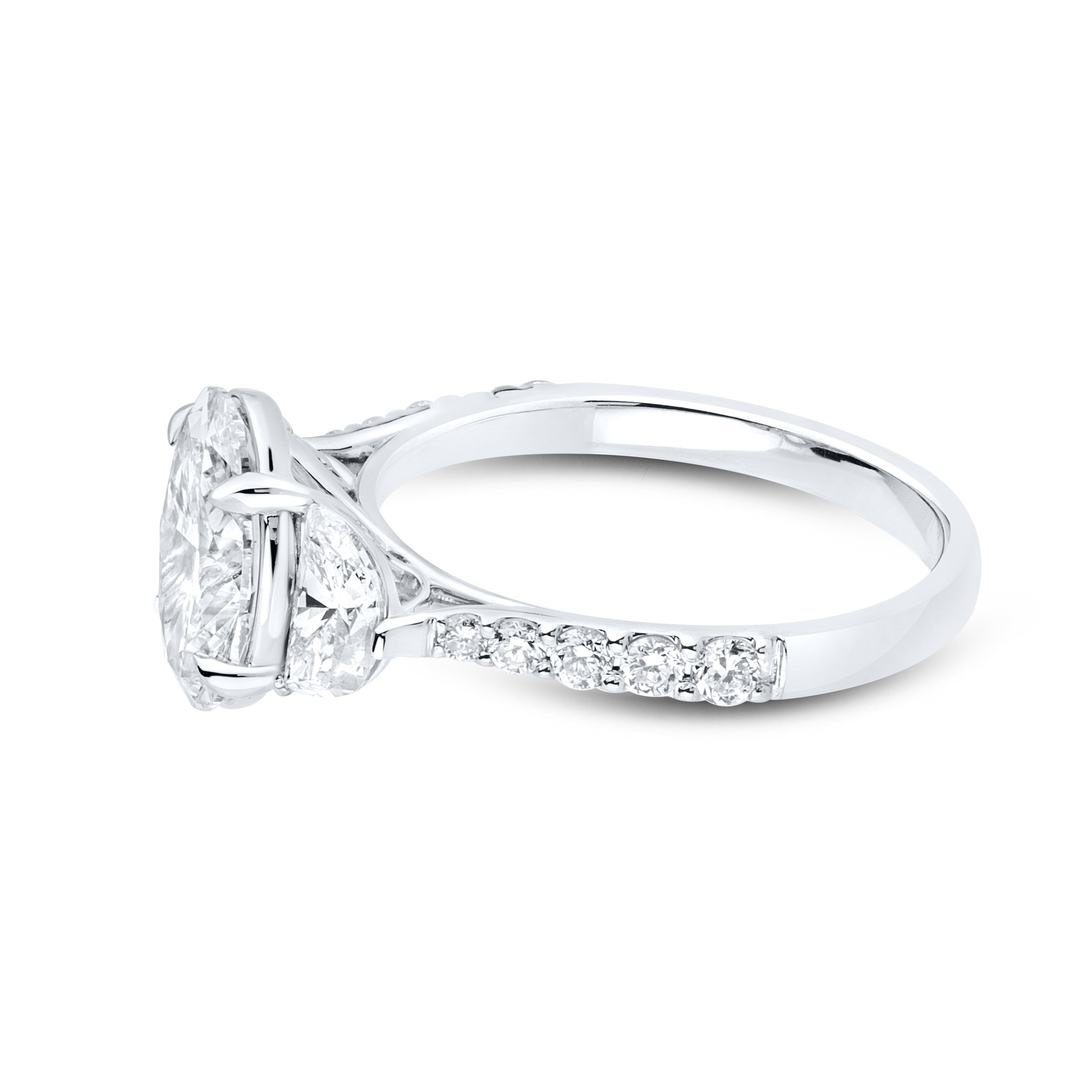 14kt White Gold 3 CTW Oval Shape Lab Diamond Ring