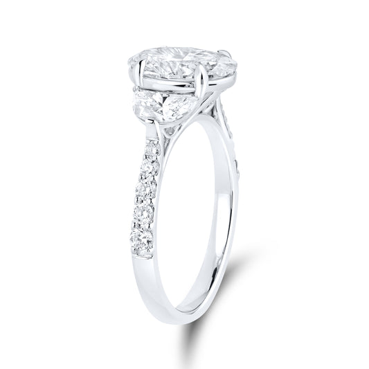 14kt White Gold 3 CTW Oval Shape Lab Diamond Ring