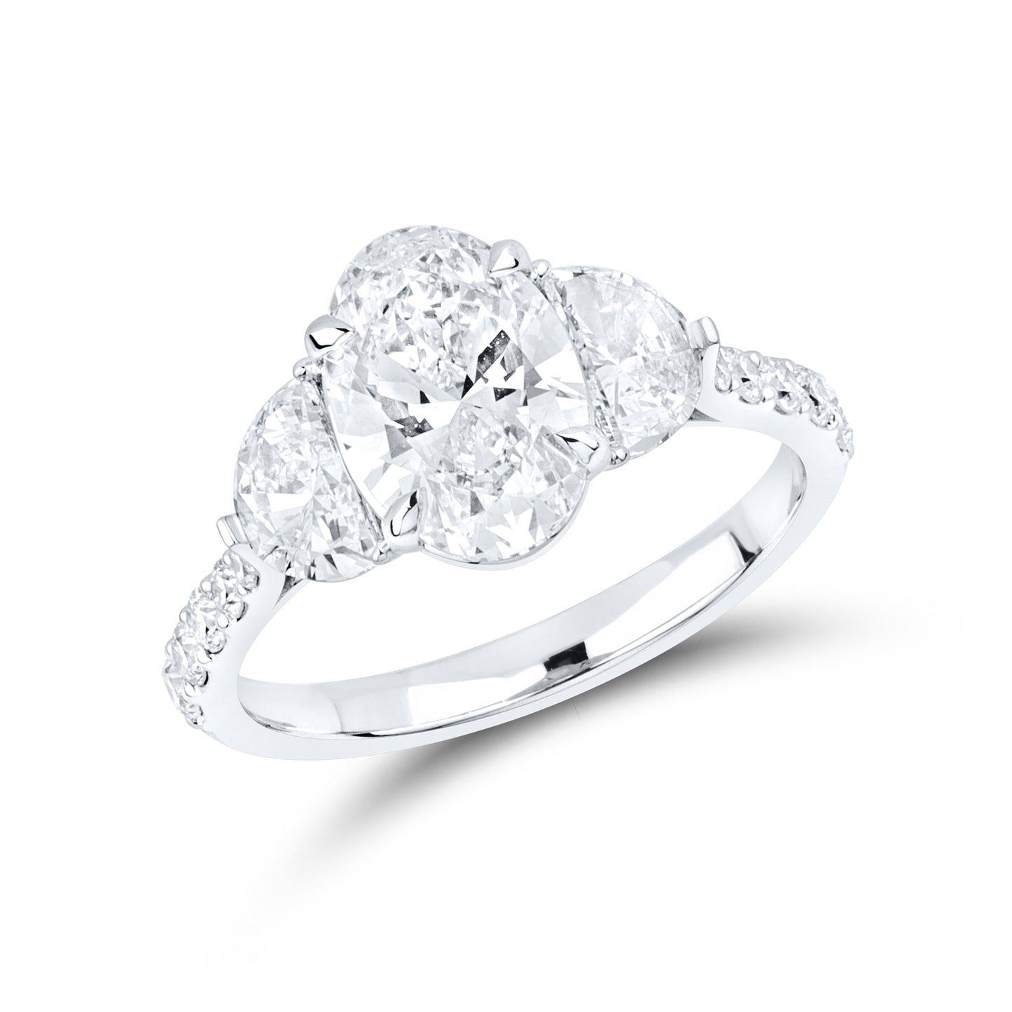 14kt White Gold 3 CTW Oval Shape Lab Diamond Ring