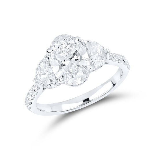 14kt White Gold 3 CTW Oval Shape Lab Diamond Ring