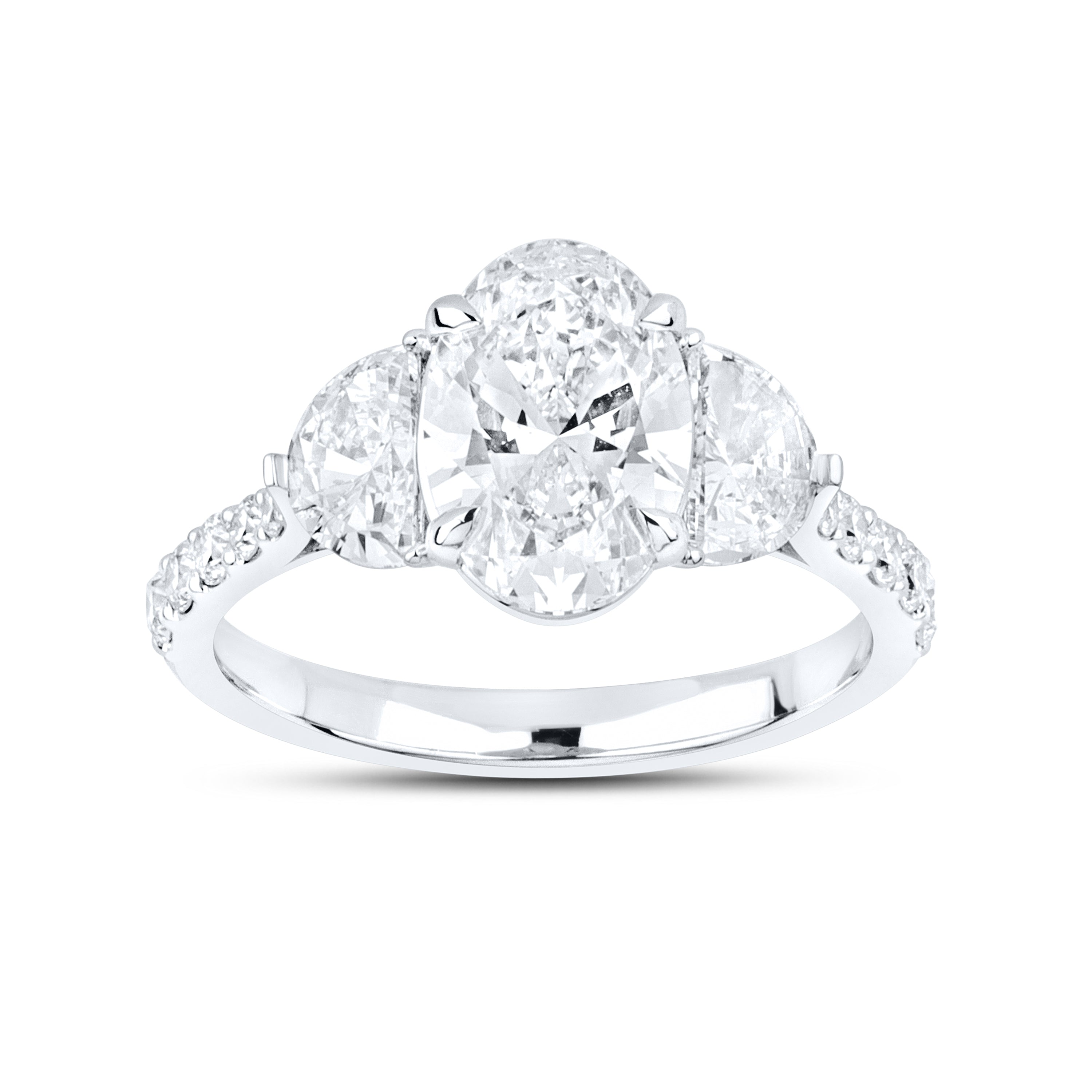 14kt White Gold 3 CTW Oval Shape Lab Diamond Ring