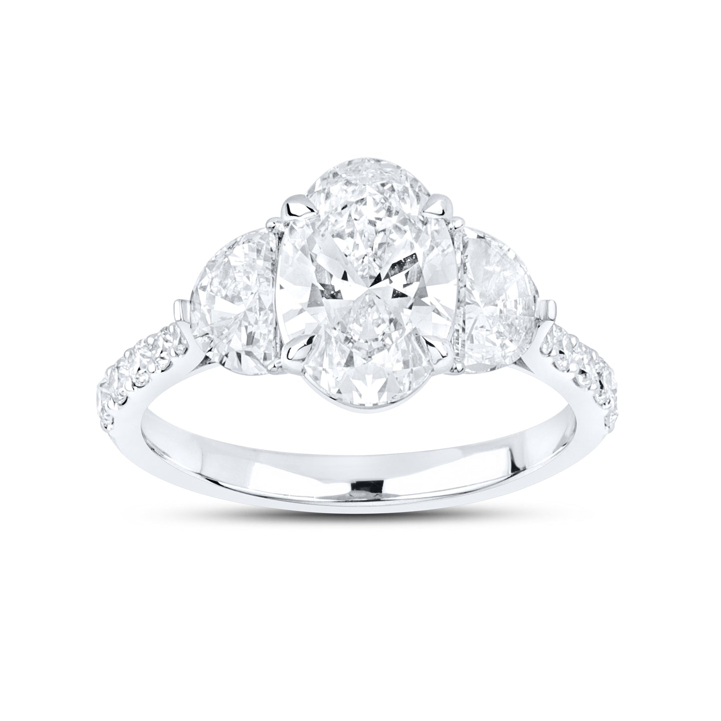 14kt White Gold 3 CTW Oval Shape Lab Diamond Ring
