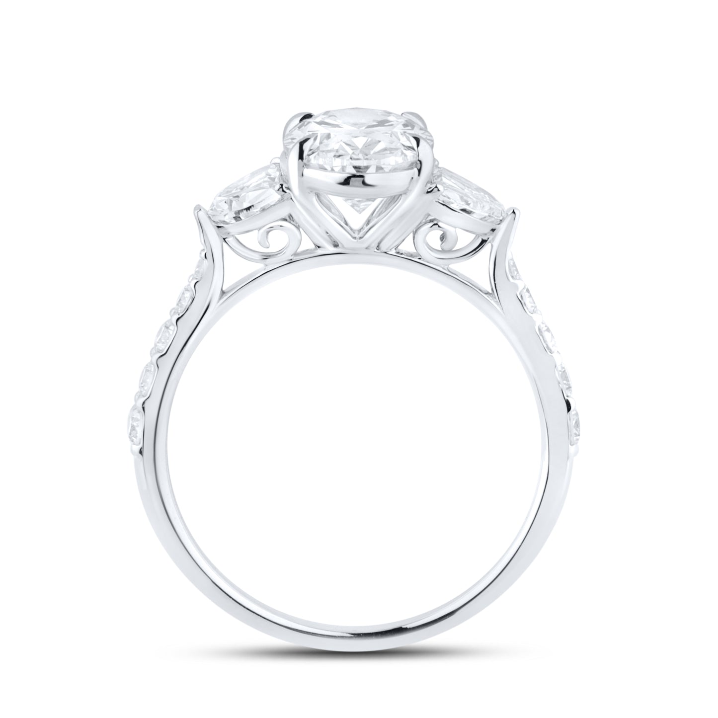 14kt White Gold 3 CTW Oval Shape Lab Diamond Ring