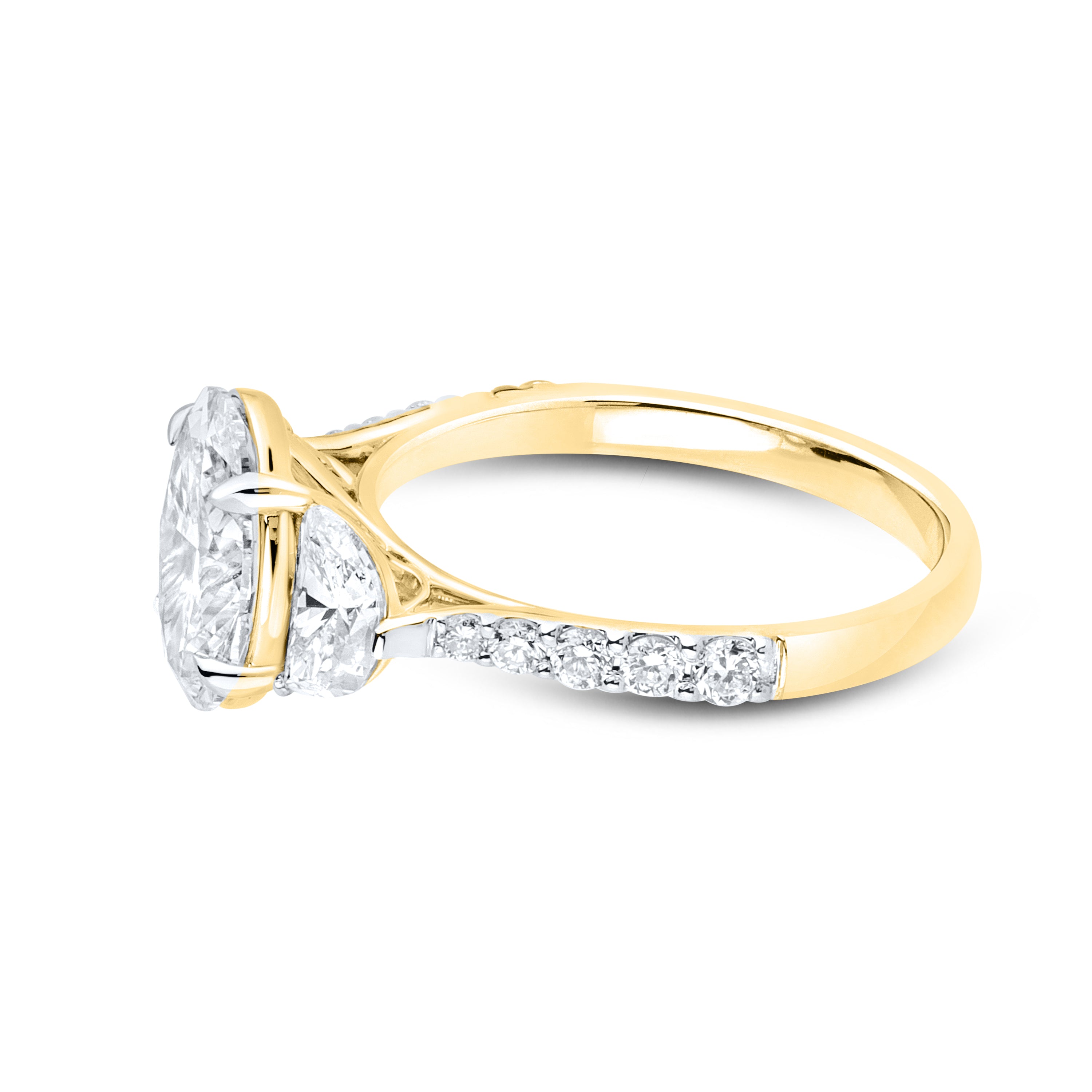 14kt Yellow Gold 3 CTW Oval Shape Lab Diamond Ring