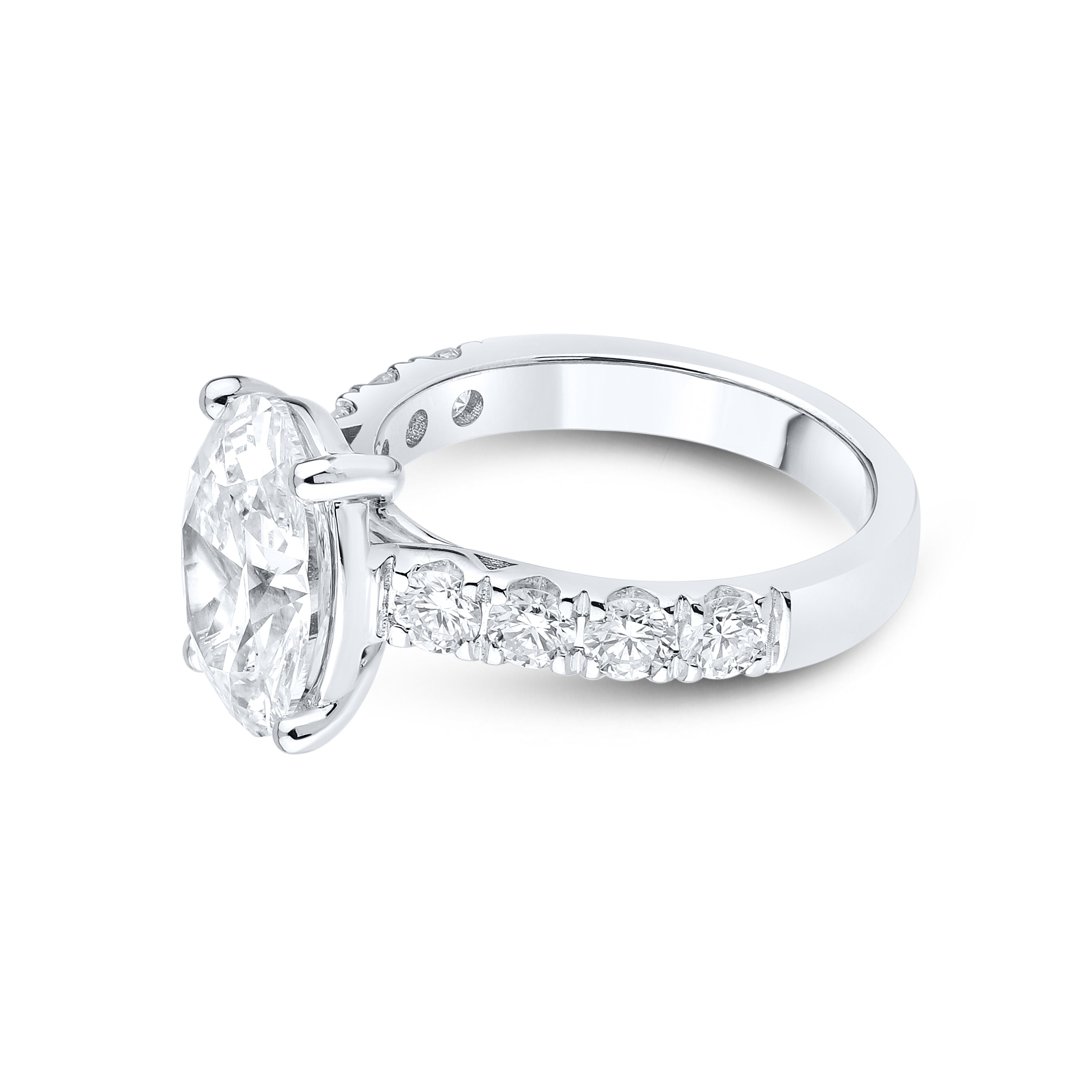 14kt White Gold 5.05 CTW Lab Diamond Oval Shape Solitaire Ring